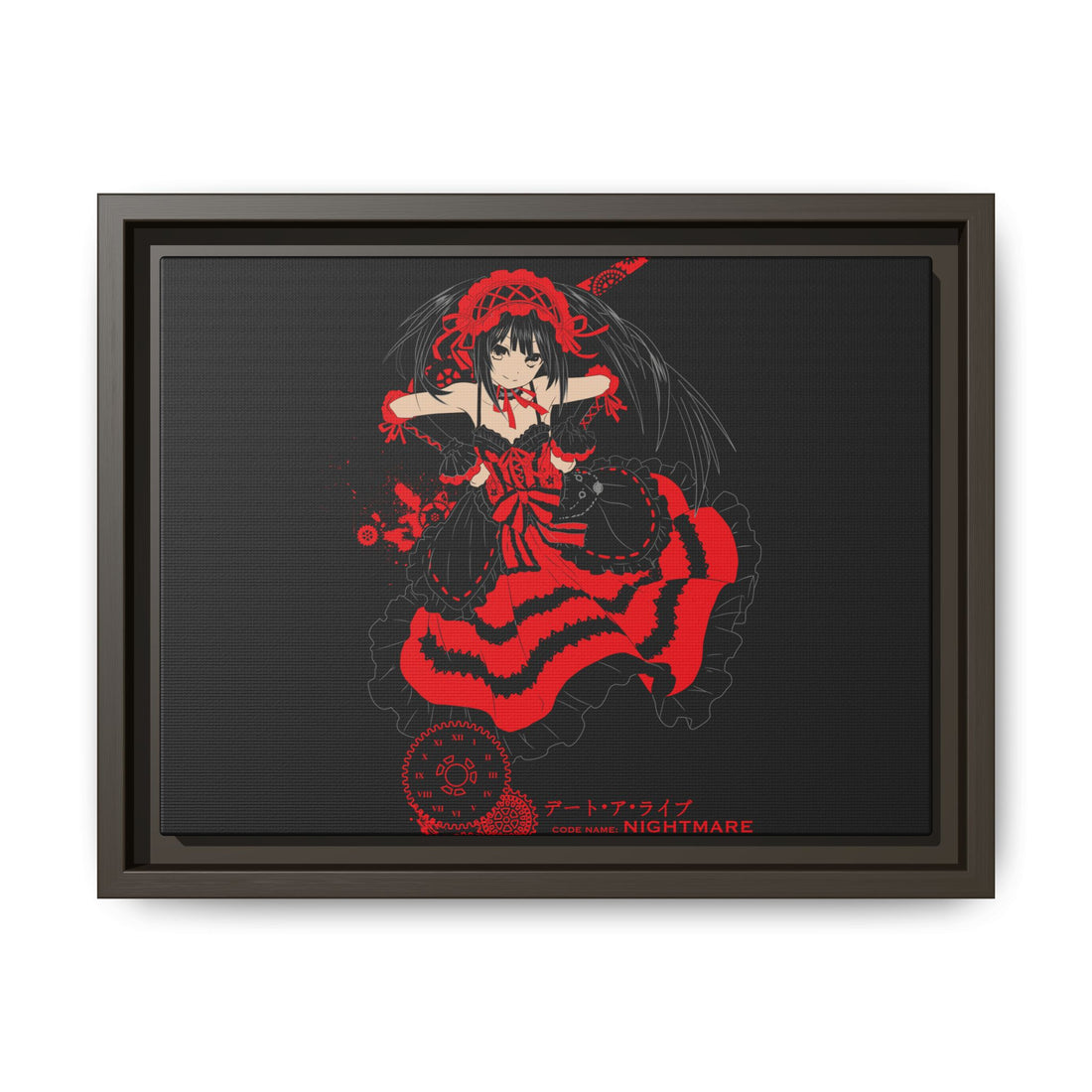 Anime Warrior Red Black Matte Canvas Print — Framed Wall Art