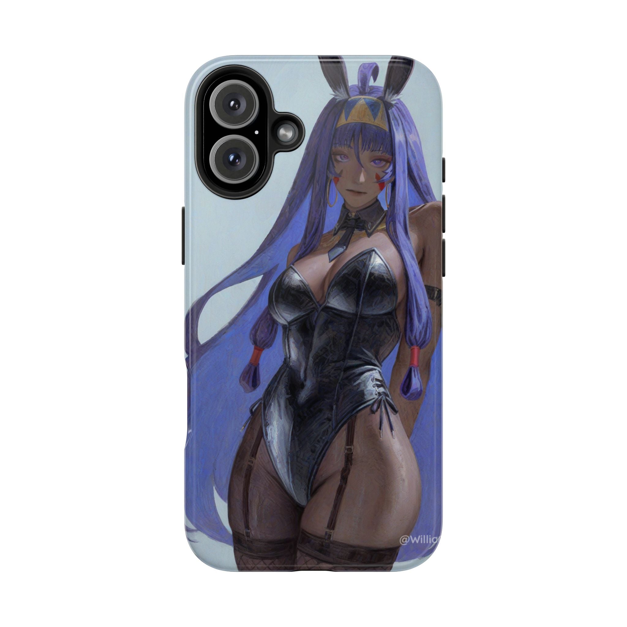 Bunny Girl Tough Phone Case — Anime Purple-Haired Character Protective Cover