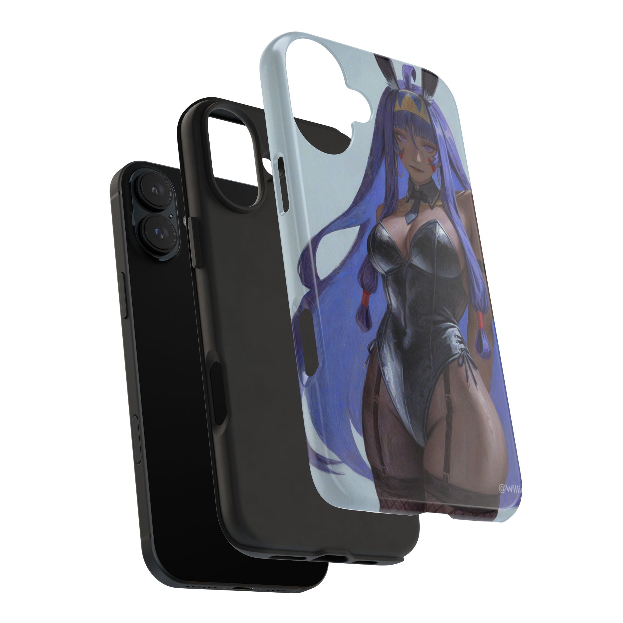 Bunny Girl Tough Phone Case — Anime Purple-Haired Character Protective Cover
