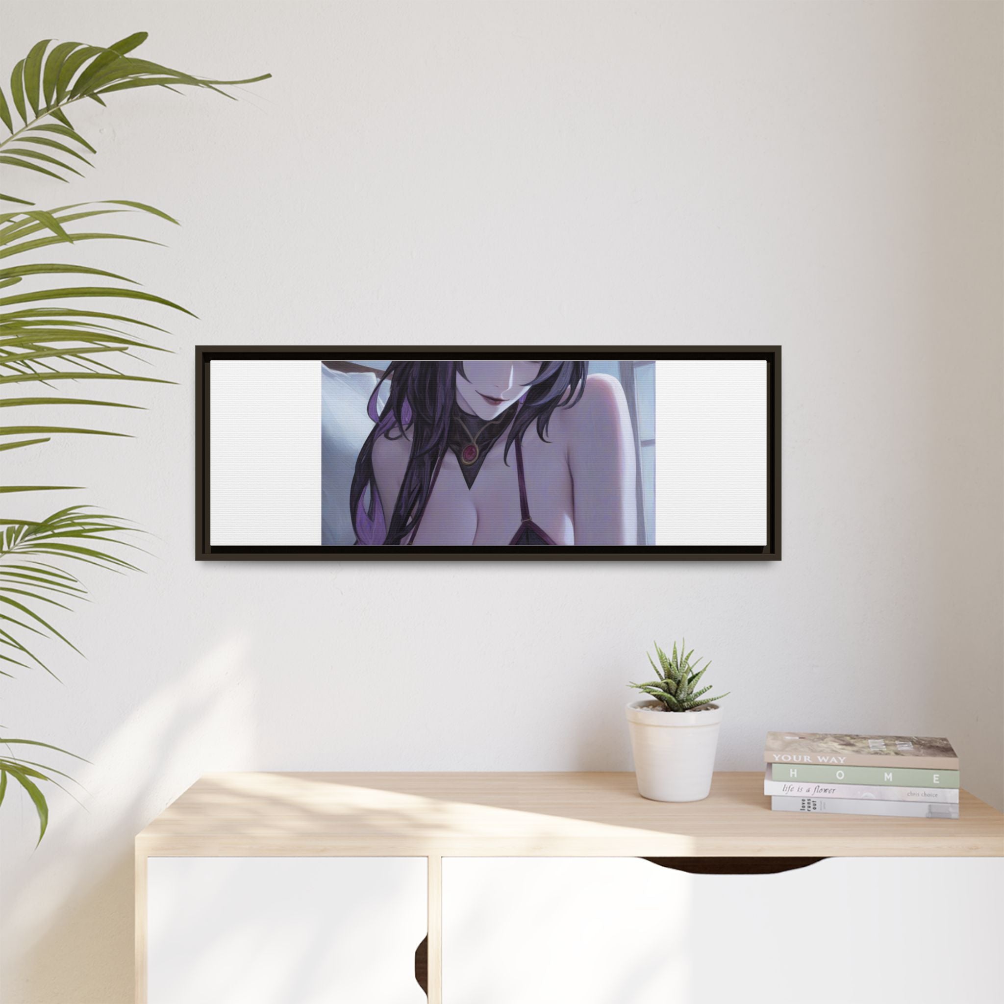 Framed Matte Canvas Print — Moody Anime Woman Portrait