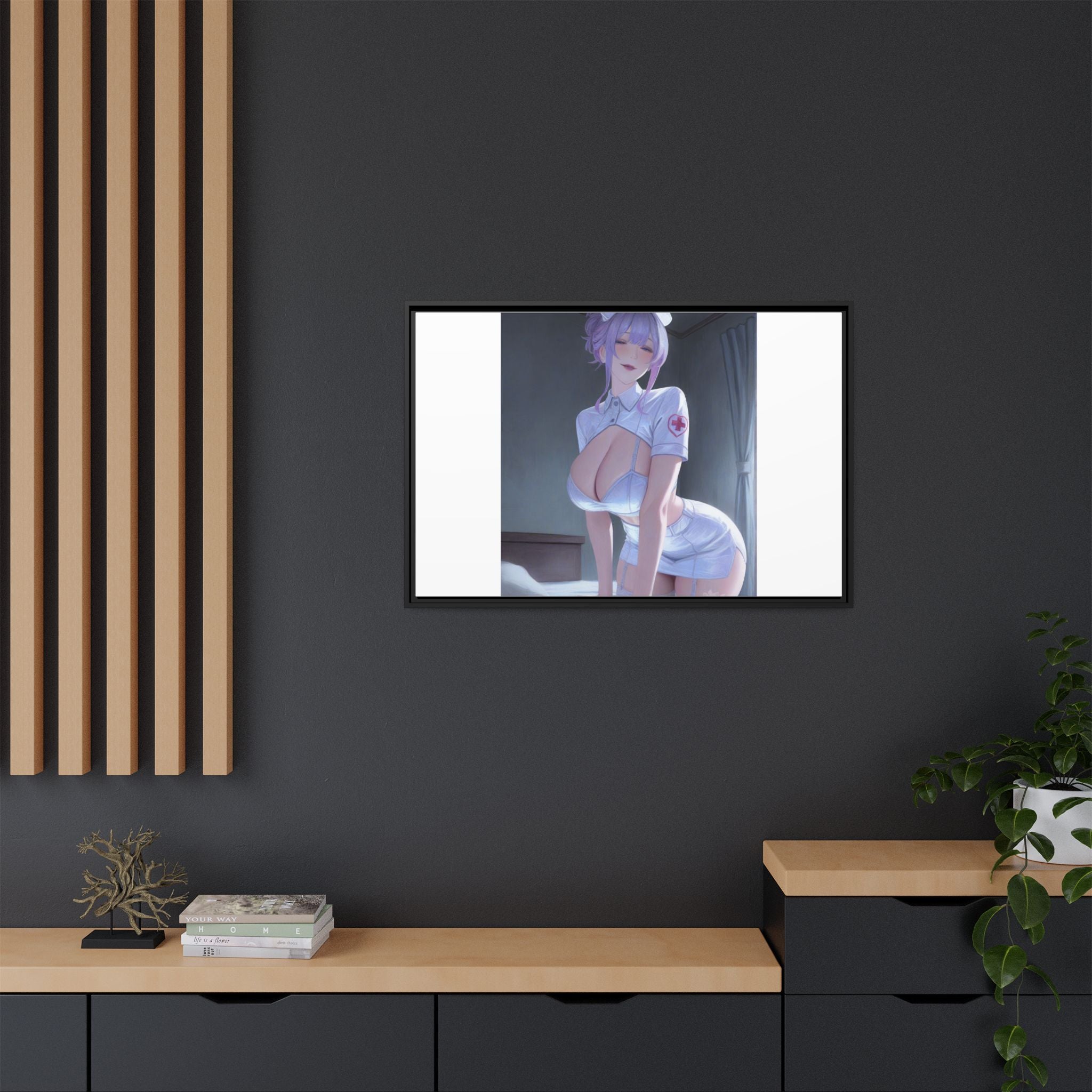 Sexy Anime Nurse Matte Canvas Print (Framed)