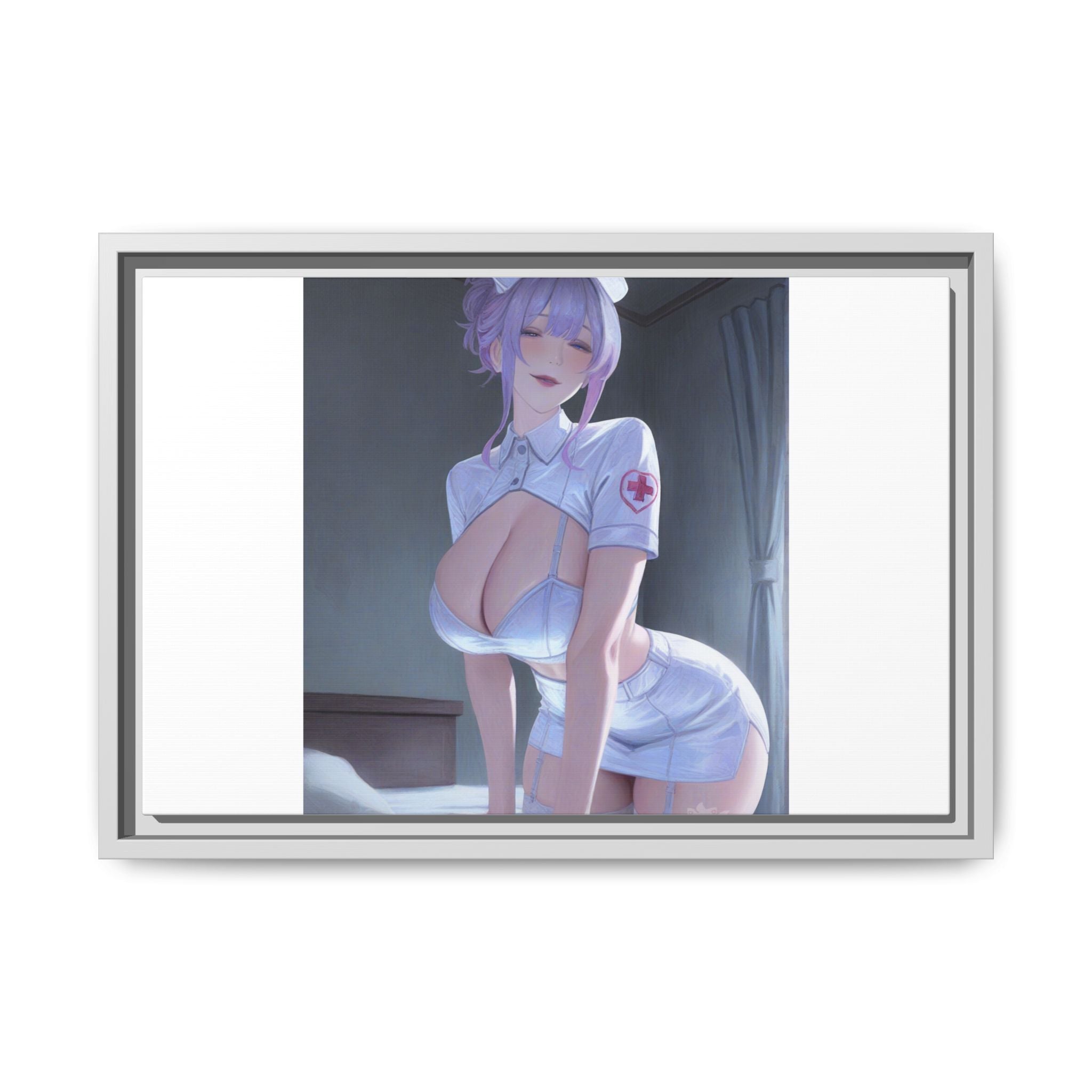 Sexy Anime Nurse Matte Canvas Print (Framed)