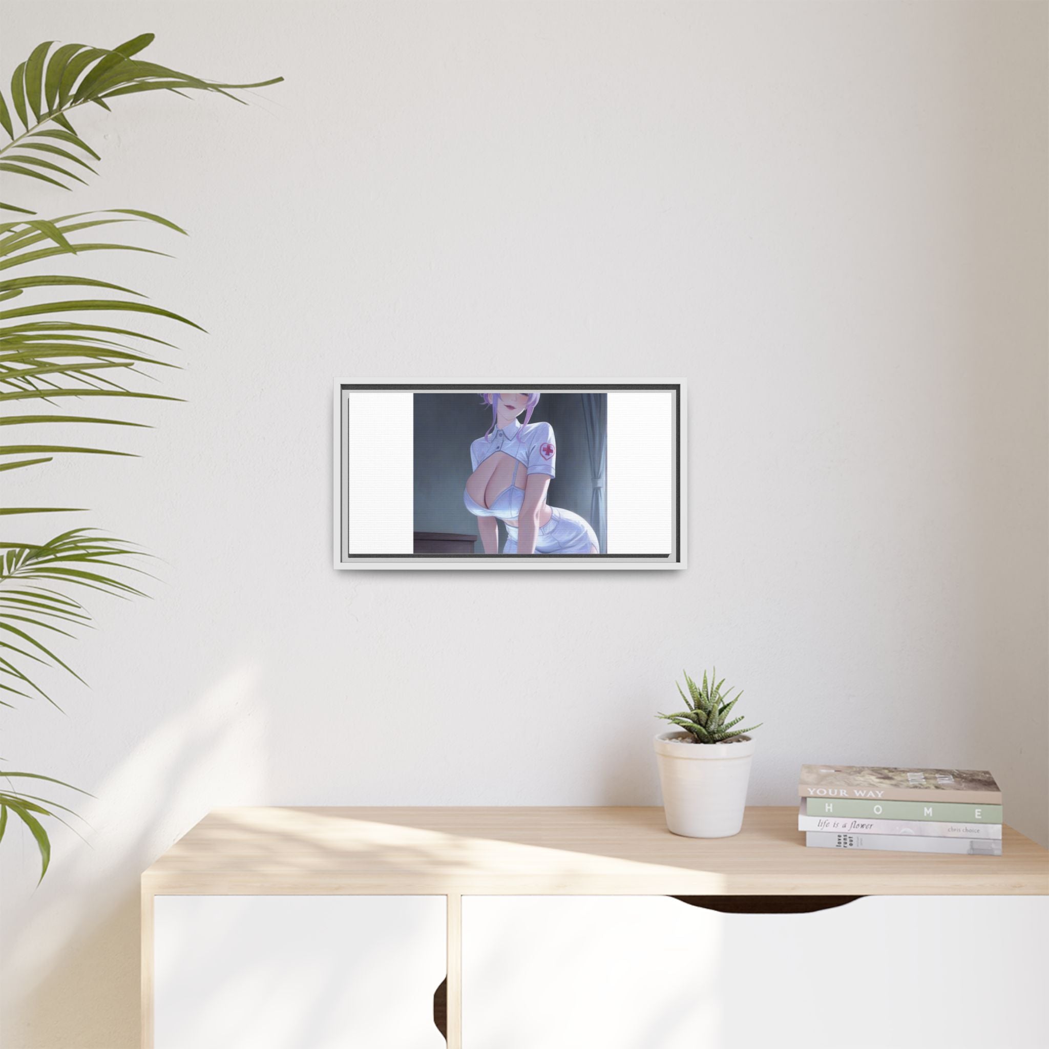 Sexy Anime Nurse Matte Canvas Print (Framed)