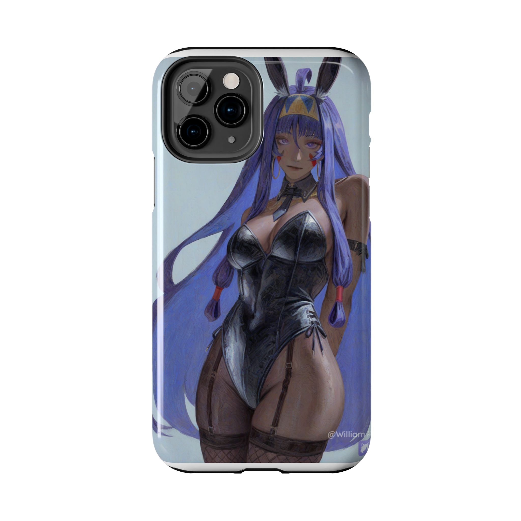Bunny Girl Tough Phone Case — Anime Purple-Haired Character Protective Cover