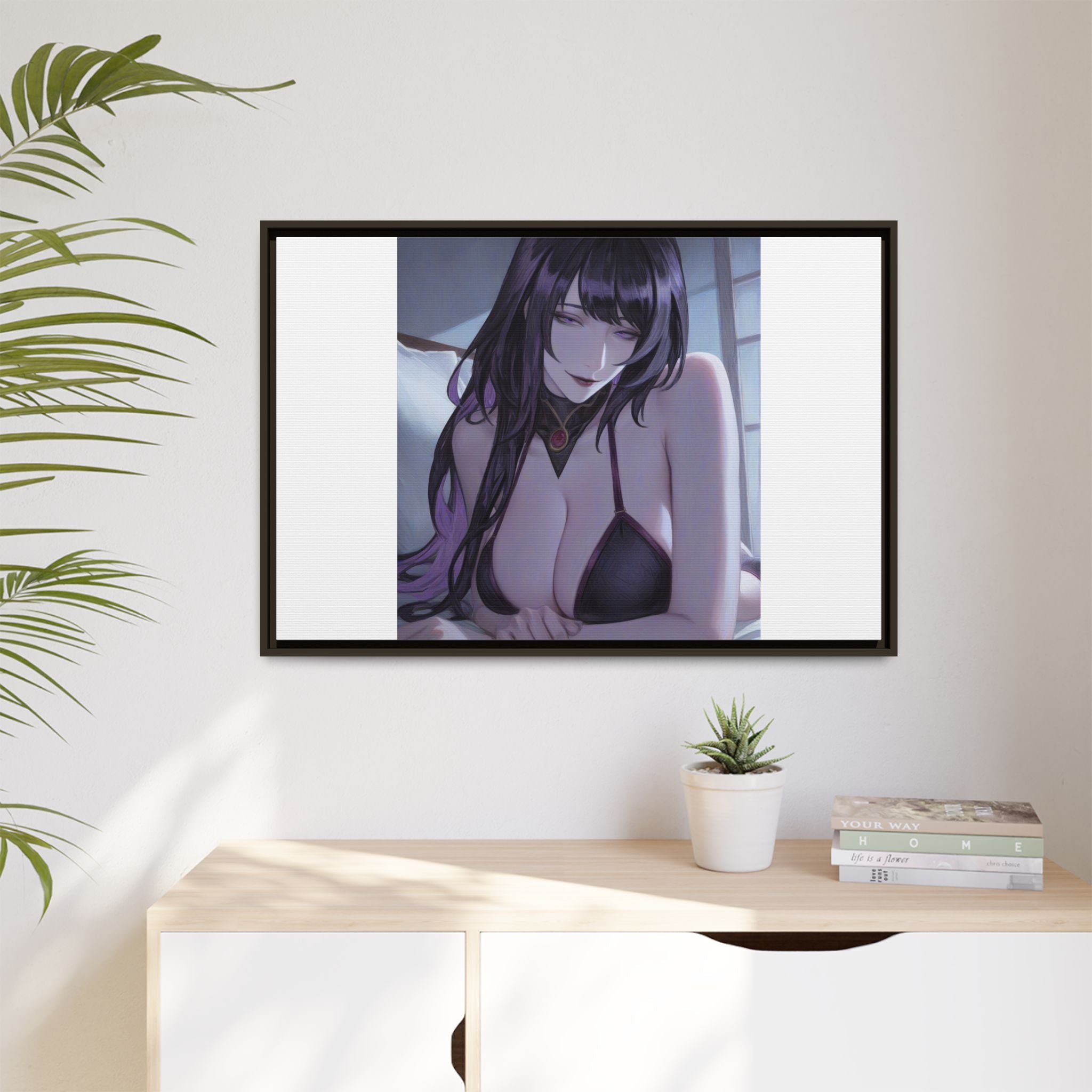 Framed Matte Canvas Print — Moody Anime Woman Portrait