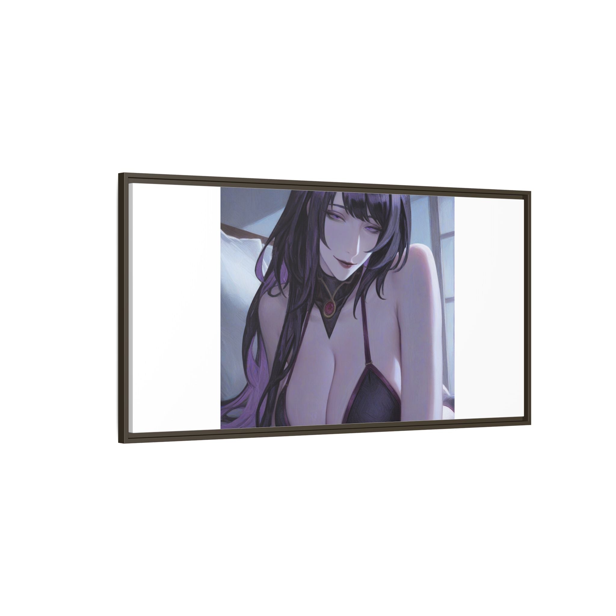 Framed Matte Canvas Print — Moody Anime Woman Portrait