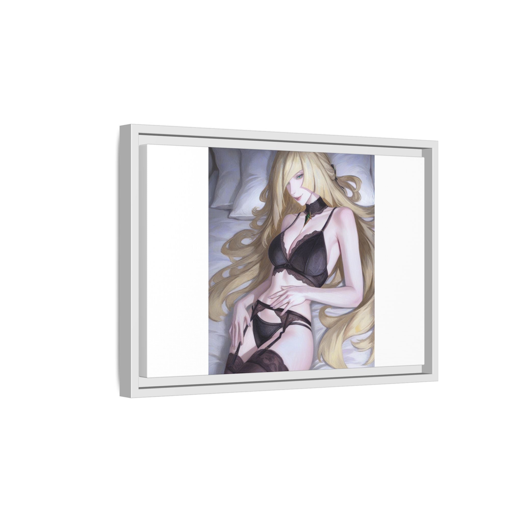 Framed Matte Canvas Print — Sleepy Blonde Anime Pinup
