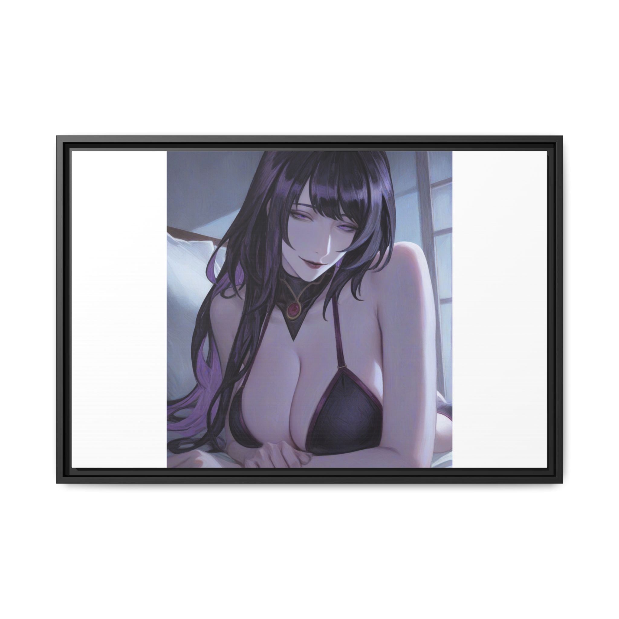 Framed Matte Canvas Print — Moody Anime Woman Portrait