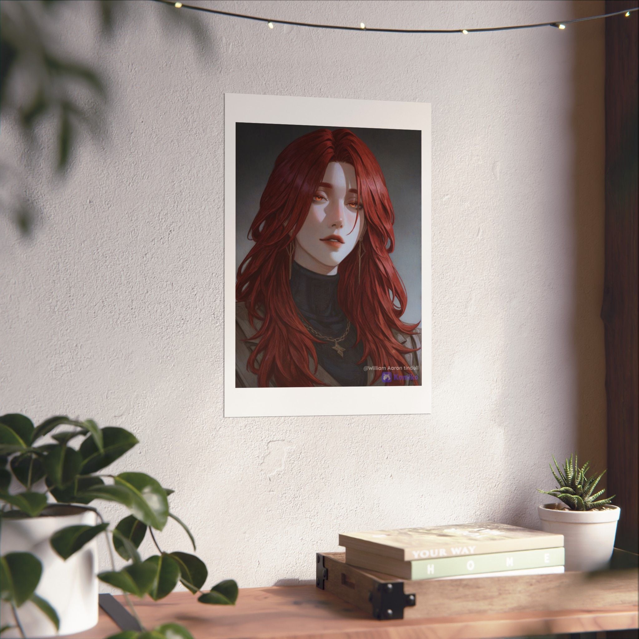 Red-Haired Muse Matte Vertical Poster — Moody Portrait Art Print