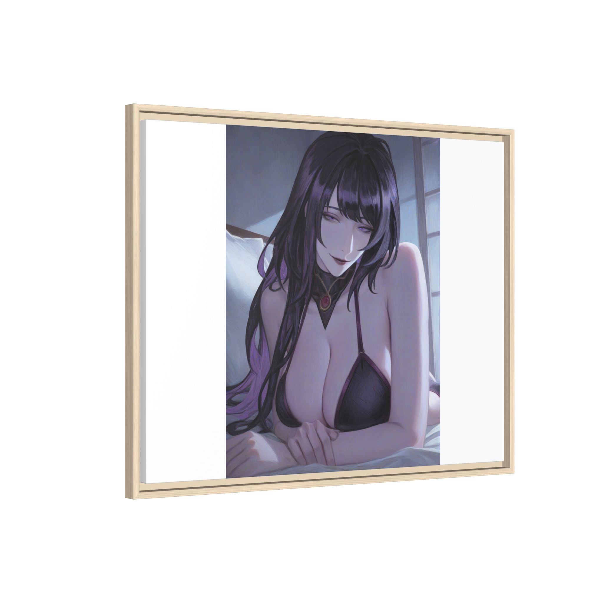 Framed Matte Canvas Print — Moody Anime Woman Portrait