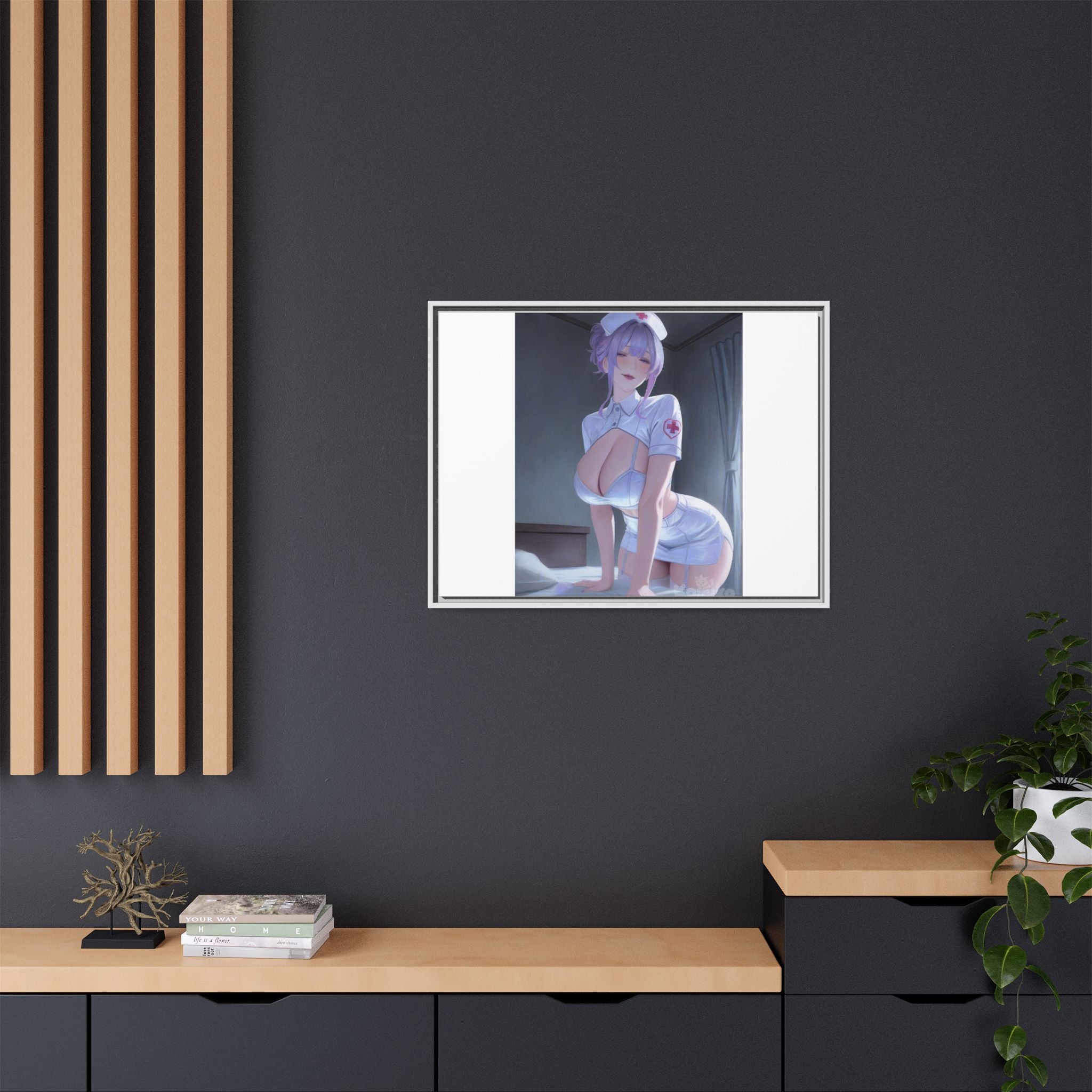 Sexy Anime Nurse Matte Canvas Print (Framed)