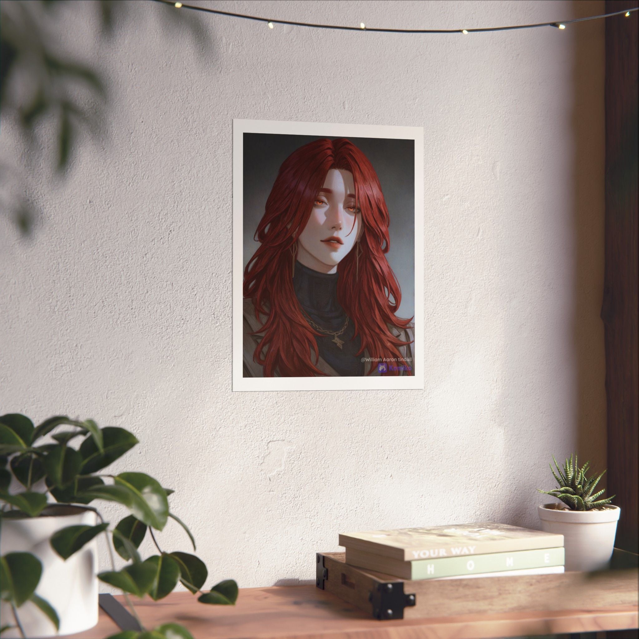 Red-Haired Muse Matte Vertical Poster — Moody Portrait Art Print