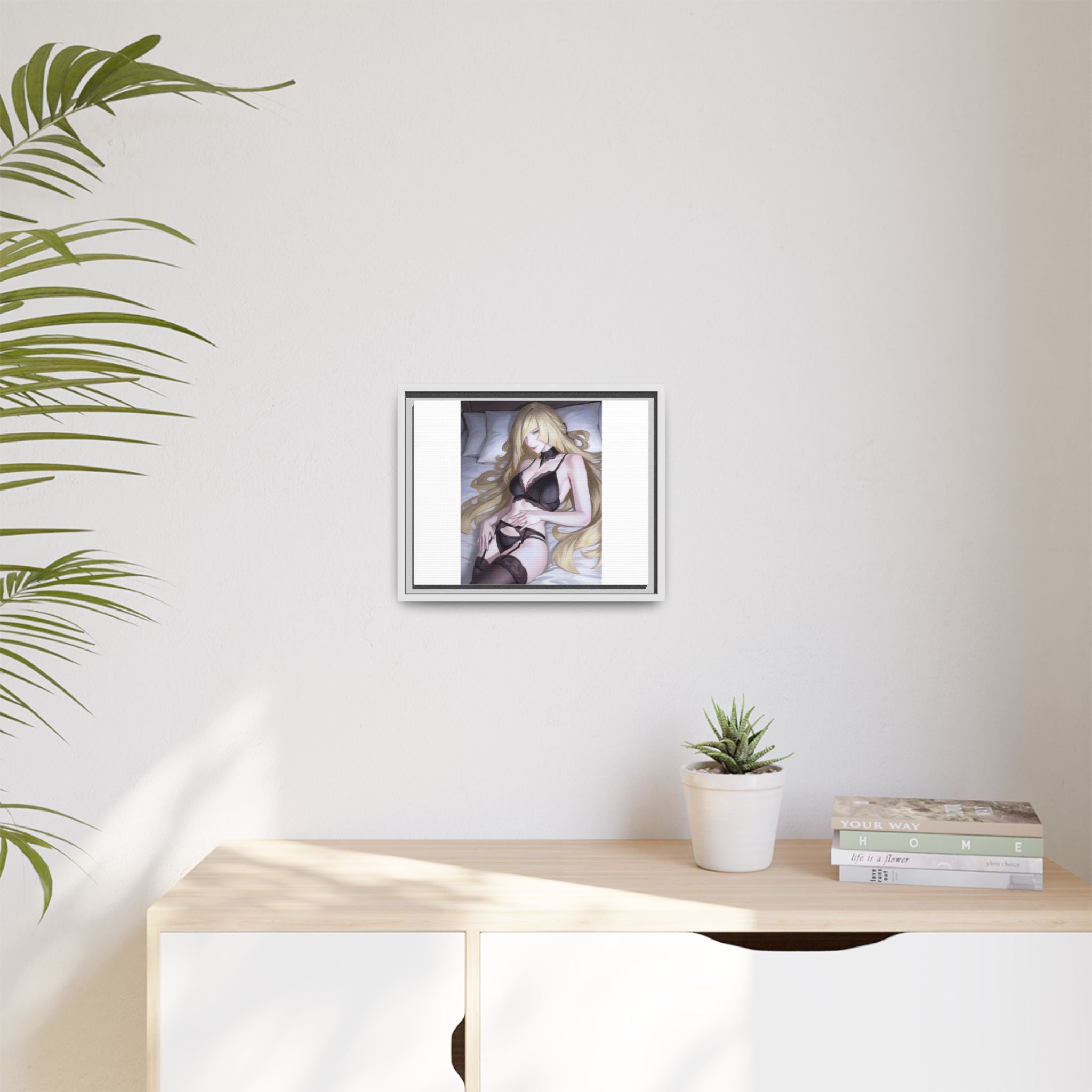 Framed Matte Canvas Print — Sleepy Blonde Anime Pinup