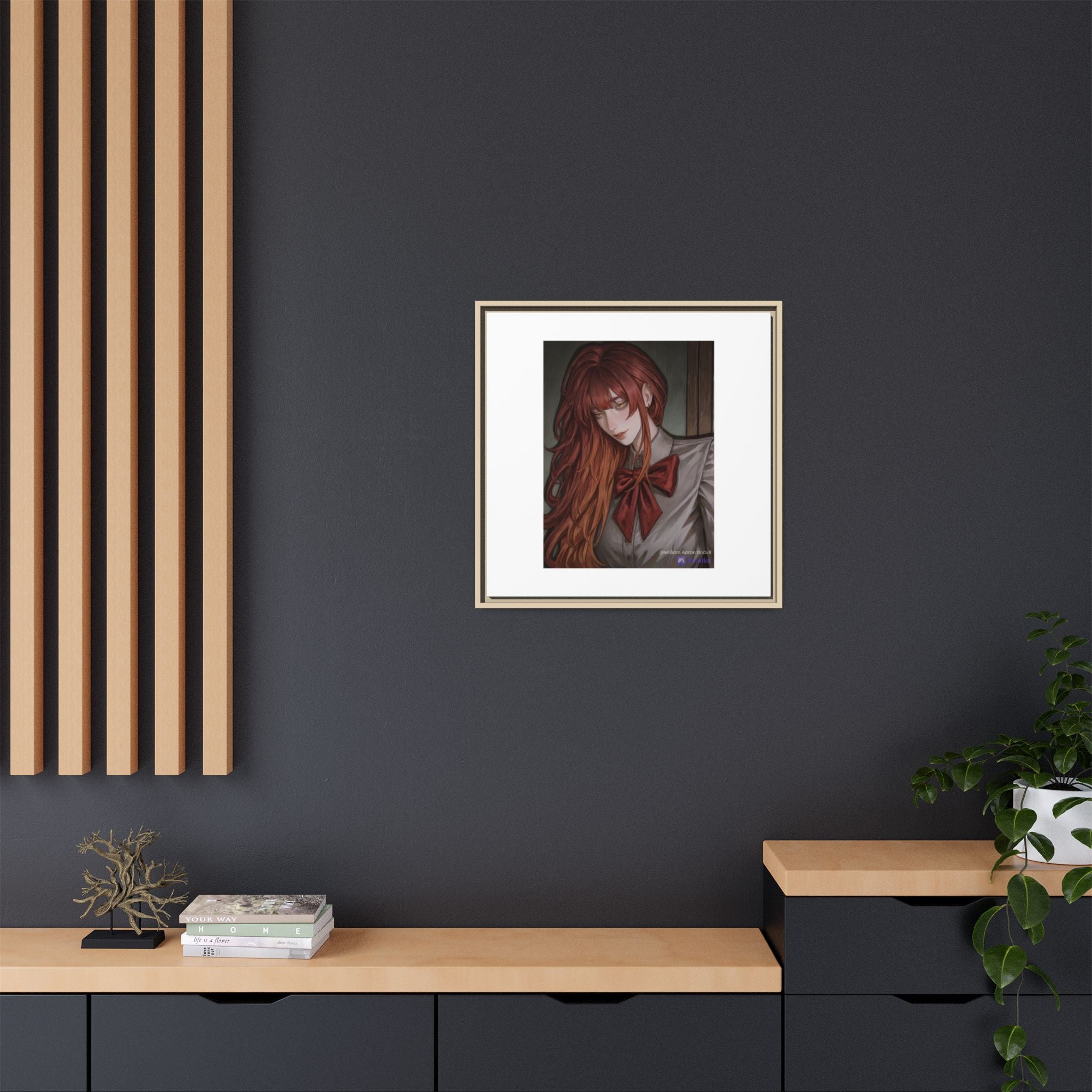 Framed Matte Canvas Print — Gothic Redhead Portrait