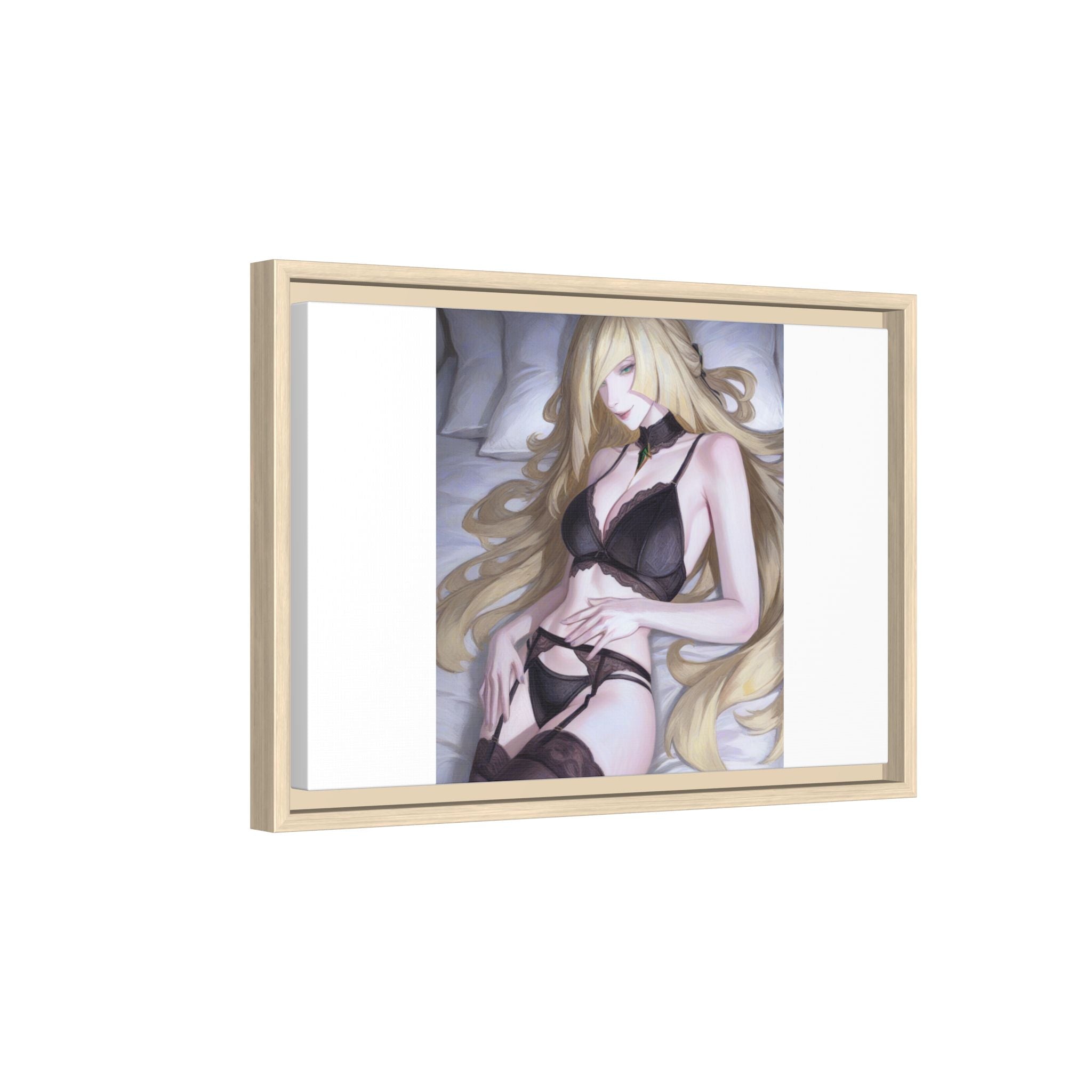 Framed Matte Canvas Print — Sleepy Blonde Anime Pinup