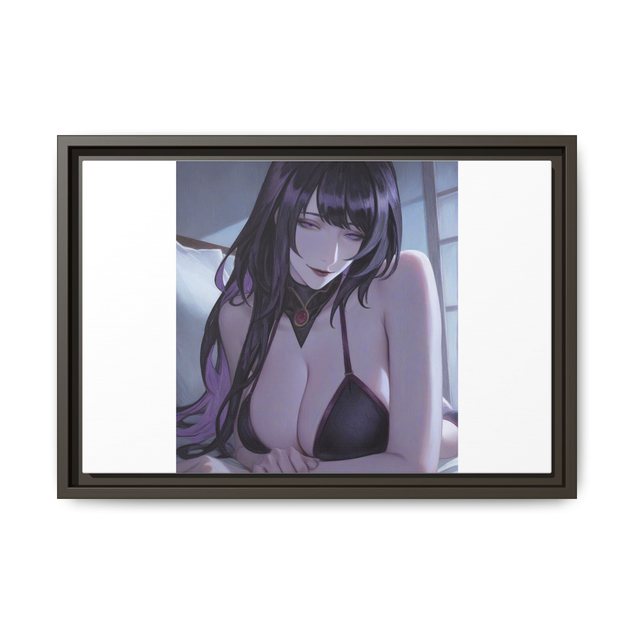 Framed Matte Canvas Print — Moody Anime Woman Portrait