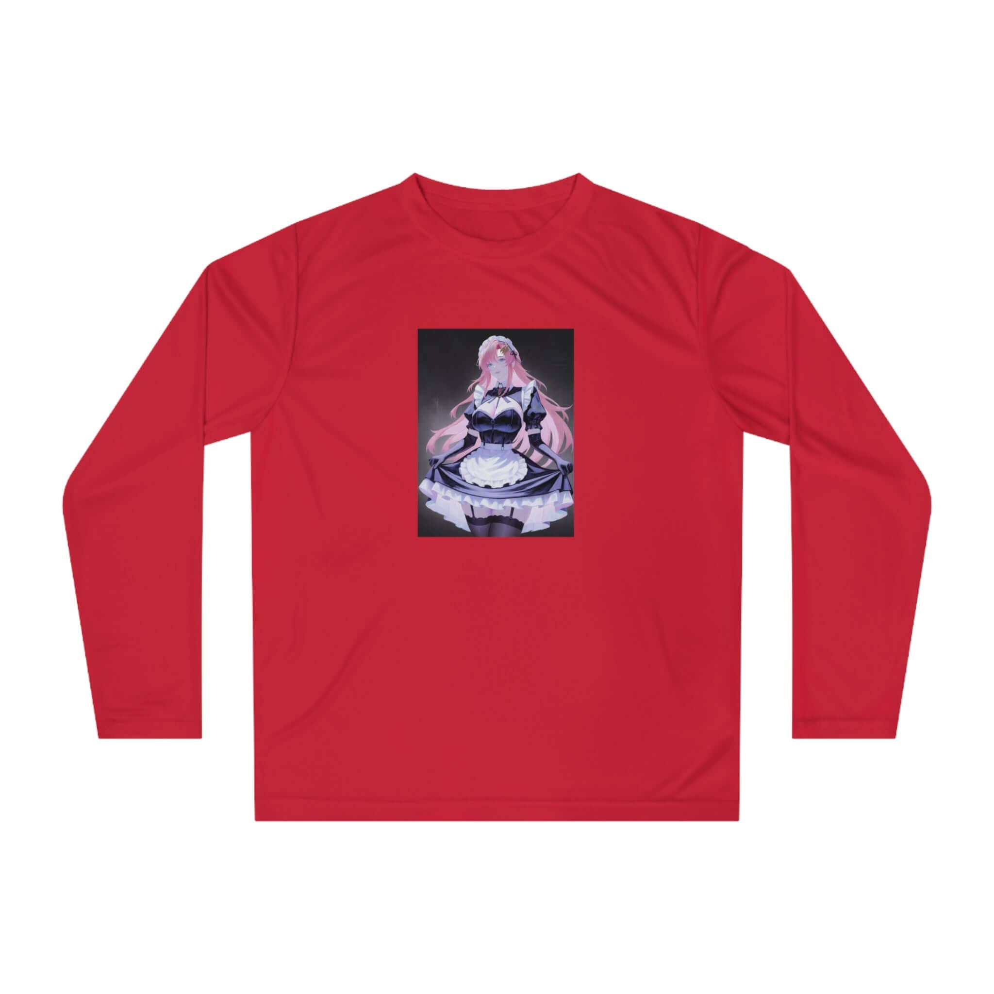 Anime Maid Art Long Sleeve Shirt — Pink-haired Fantasy Maid Graphic