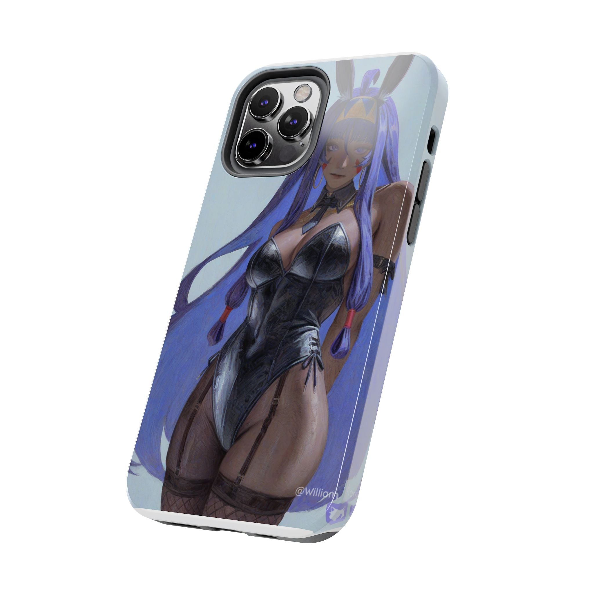 Bunny Girl Tough Phone Case — Anime Purple-Haired Character Protective Cover