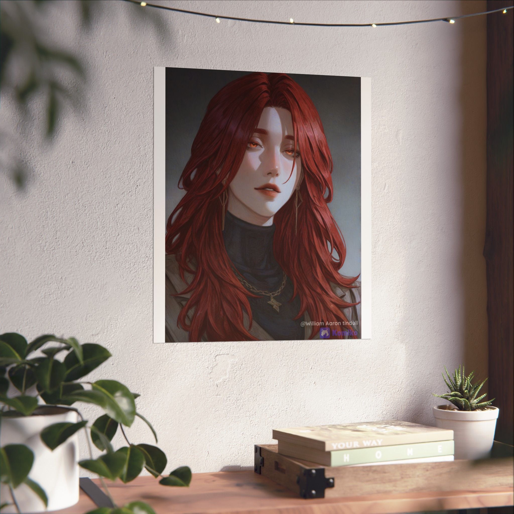 Red-Haired Muse Matte Vertical Poster — Moody Portrait Art Print