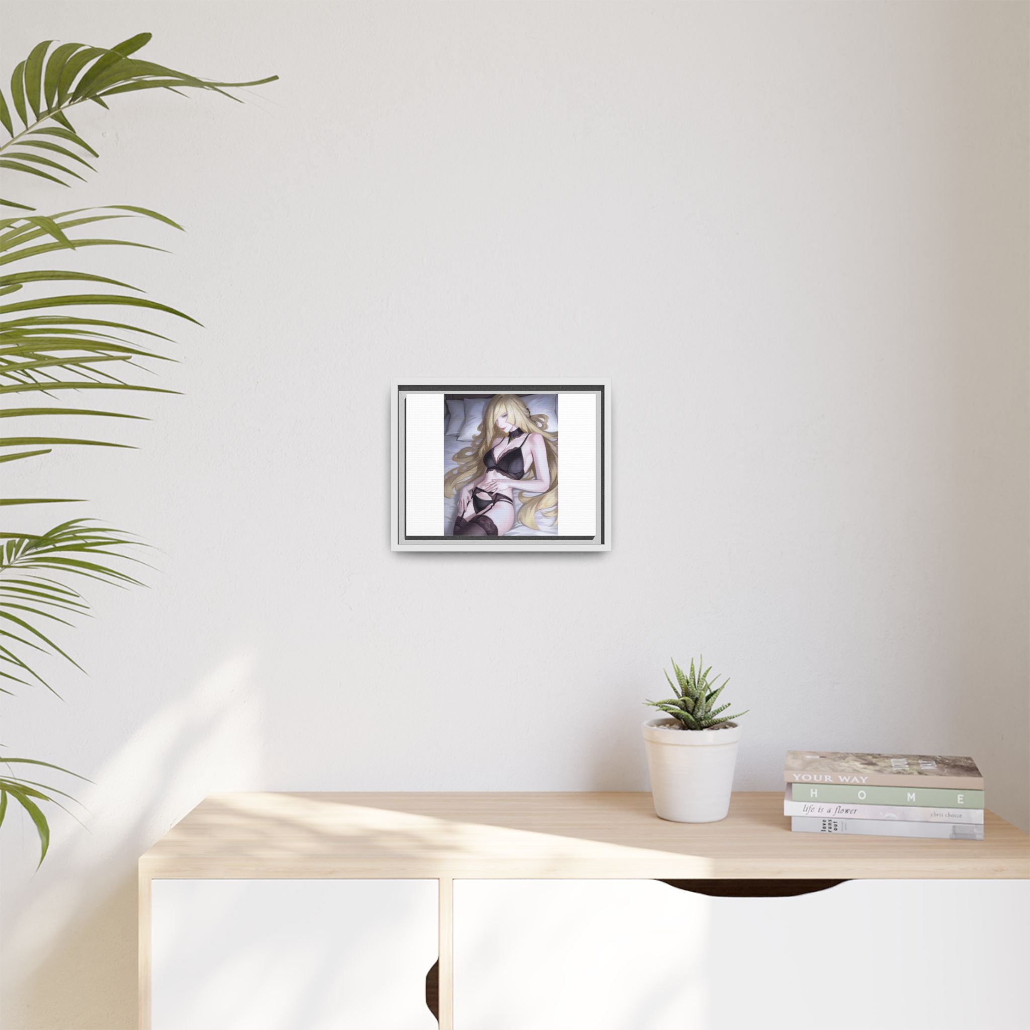 Framed Matte Canvas Print — Sleepy Blonde Anime Pinup