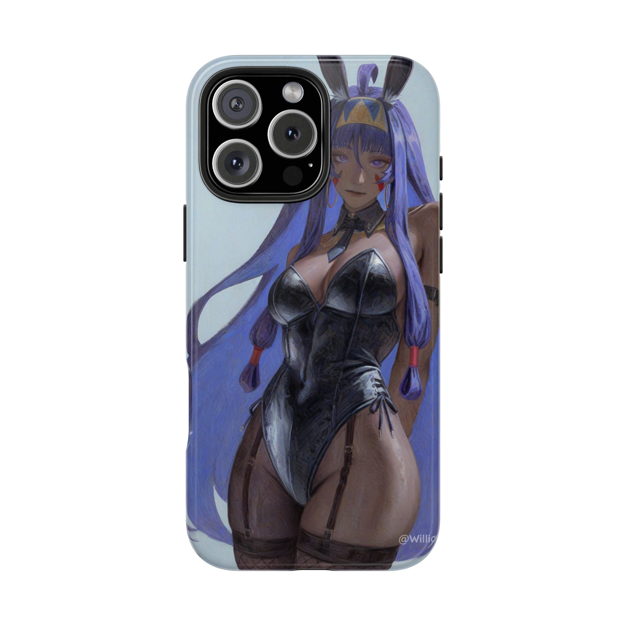 Bunny Girl Tough Phone Case — Anime Purple-Haired Character Protective Cover
