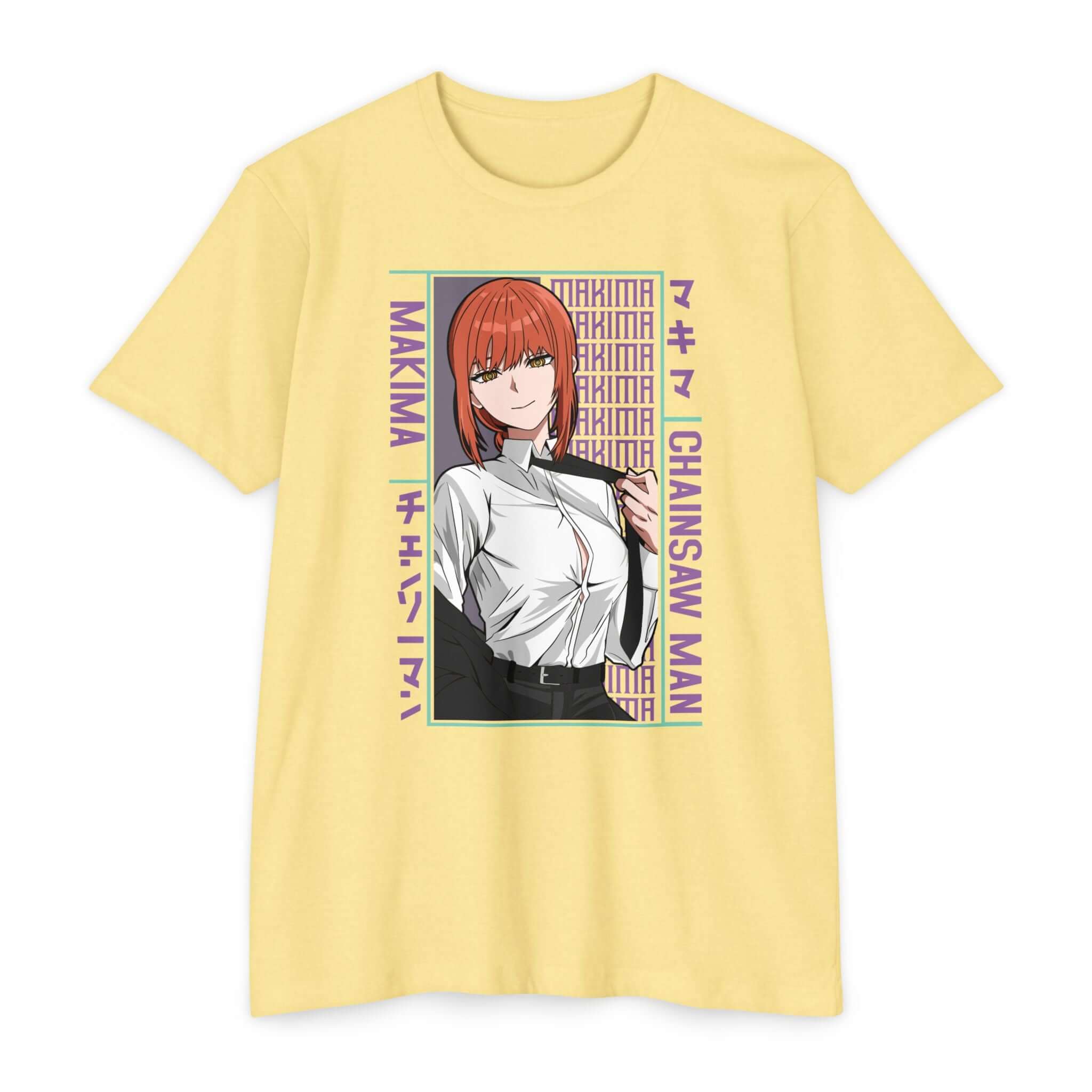 Makima Chainsaw Man Anime Graphic T-Shirt — Japanese Text Design