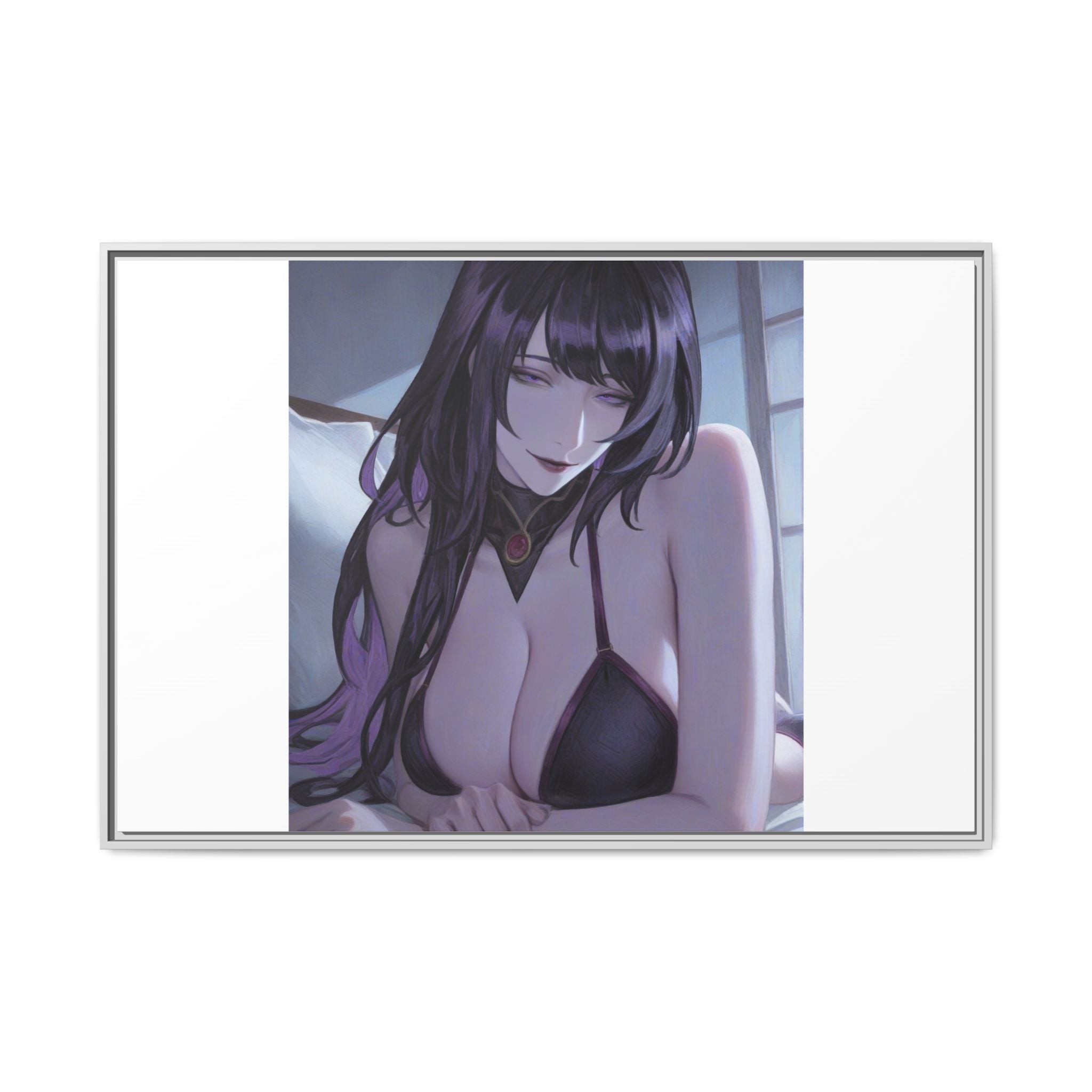 Framed Matte Canvas Print — Moody Anime Woman Portrait