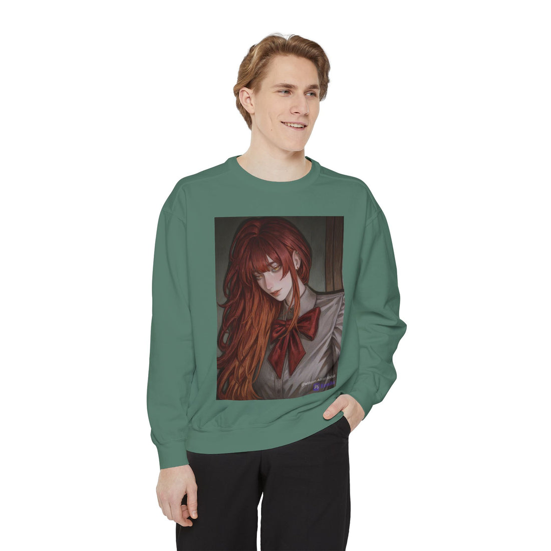 Anime Red-Headed Girl Sweatshirt — Gothic Schoolgirl Art Pullover