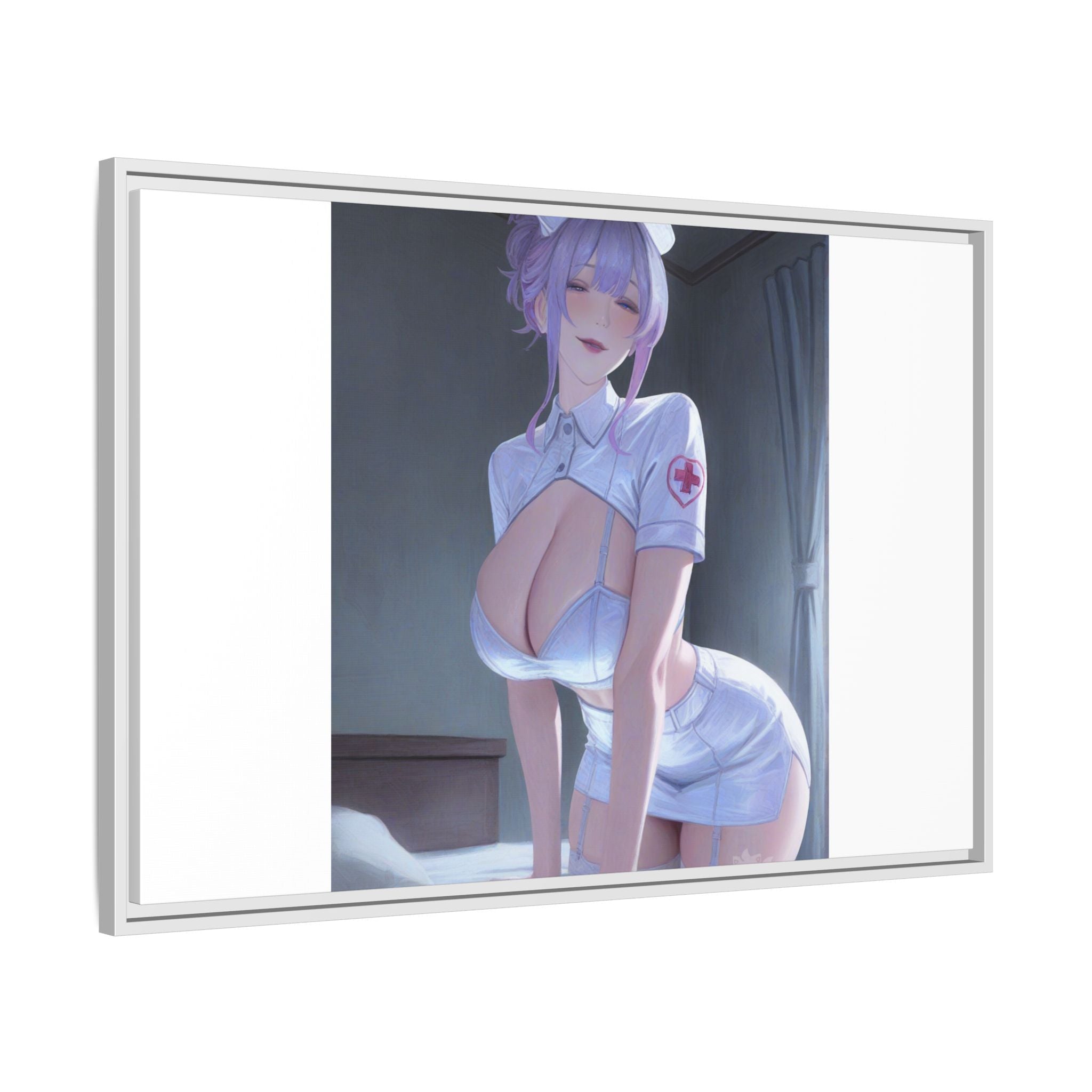 Sexy Anime Nurse Matte Canvas Print (Framed)
