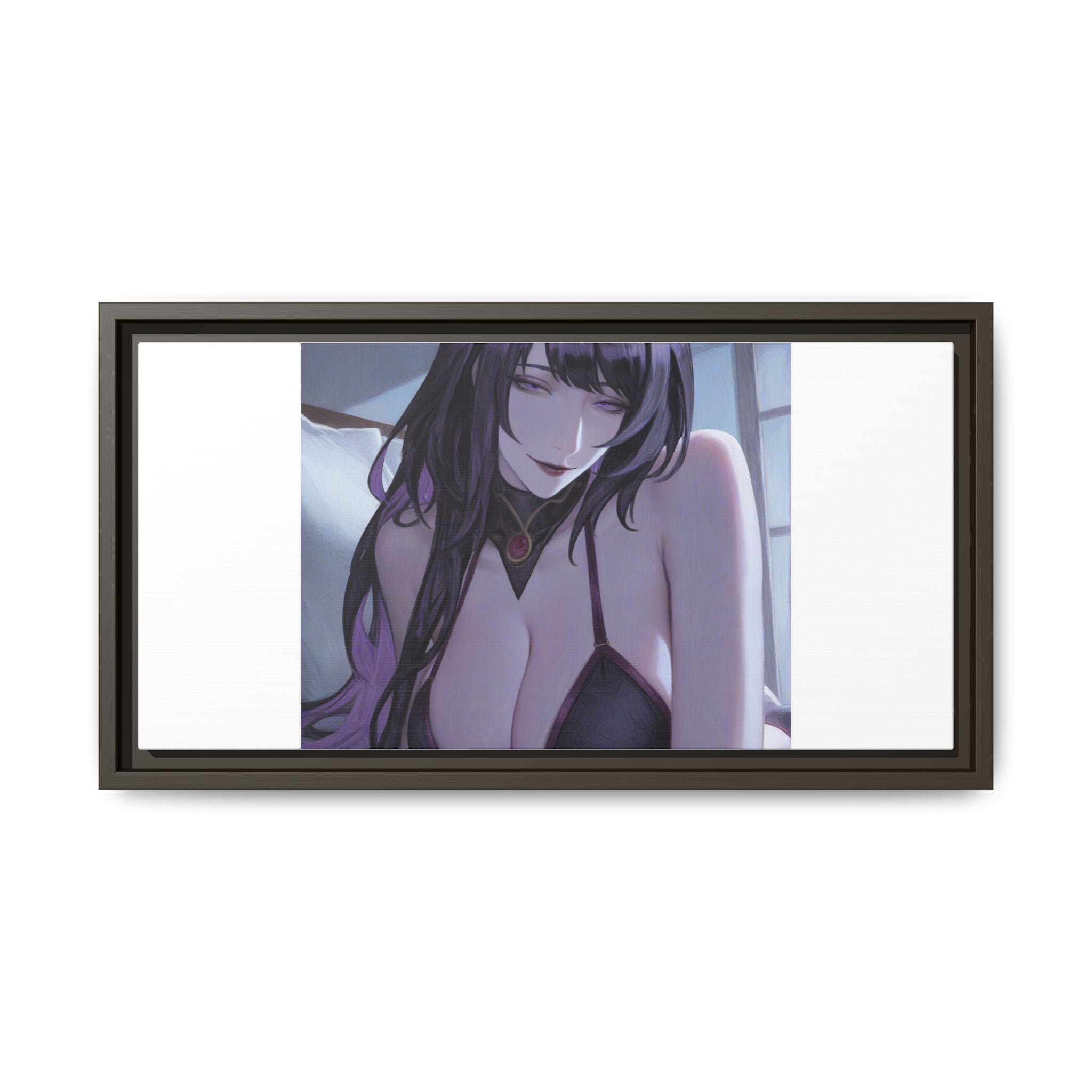Framed Matte Canvas Print — Moody Anime Woman Portrait