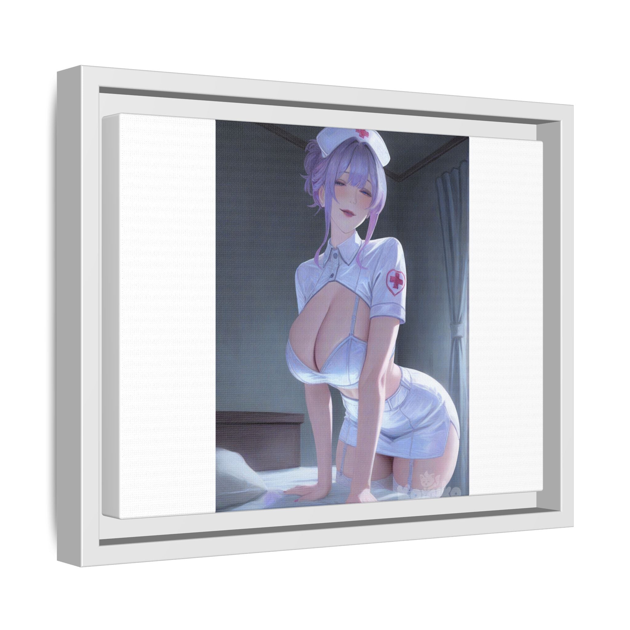 Sexy Anime Nurse Matte Canvas Print (Framed)