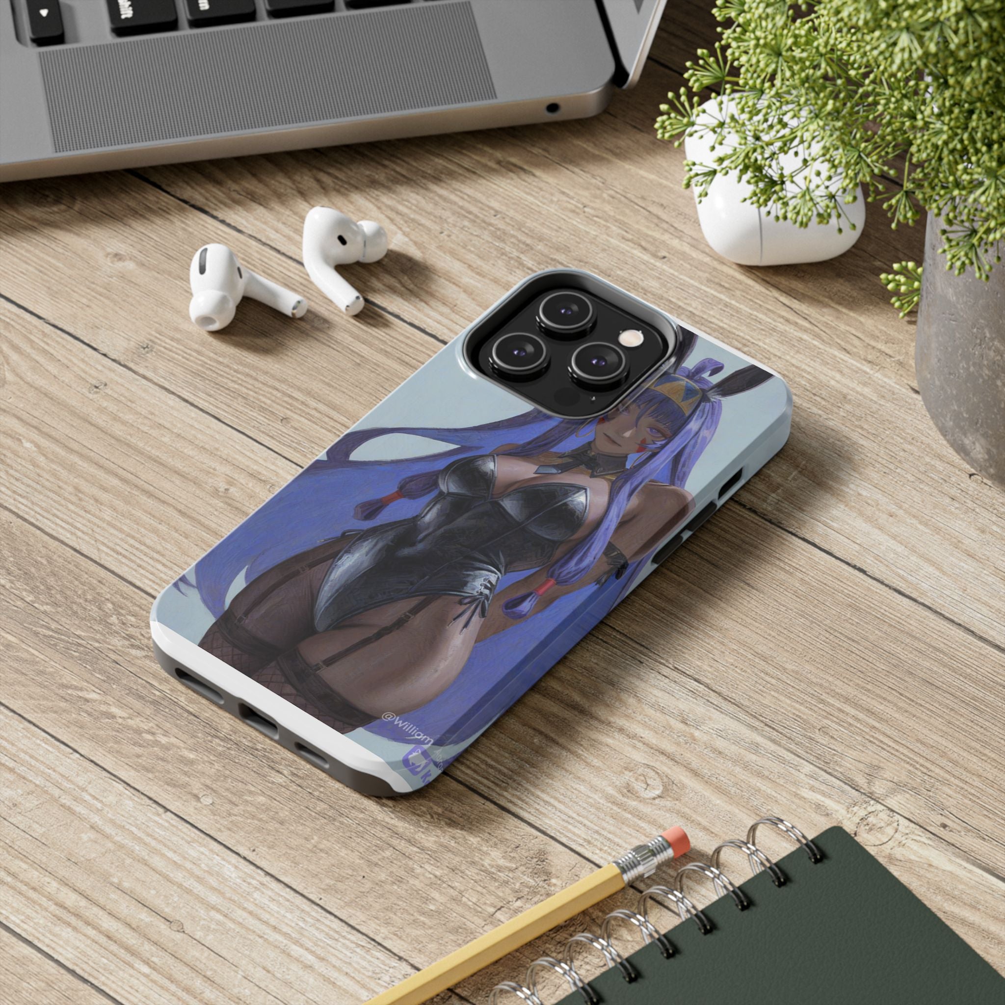 Bunny Girl Tough Phone Case — Anime Purple-Haired Character Protective Cover