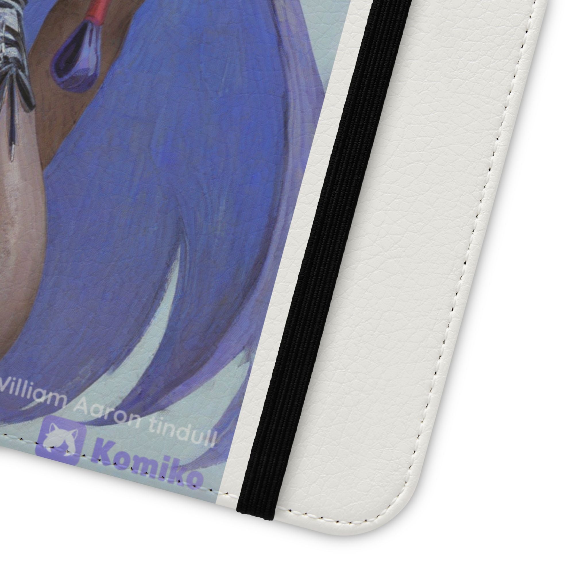 Anime Bunny Girl Flip Case - Purple Long-Haired Character Phone Wallet