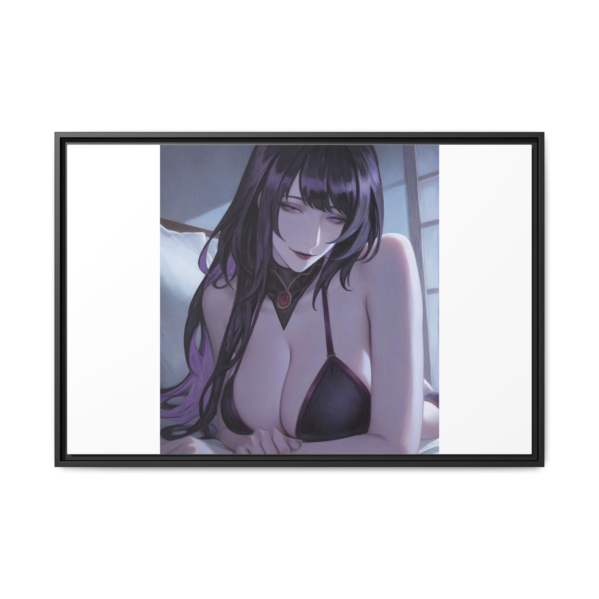 Framed Matte Canvas Print — Moody Anime Woman Portrait