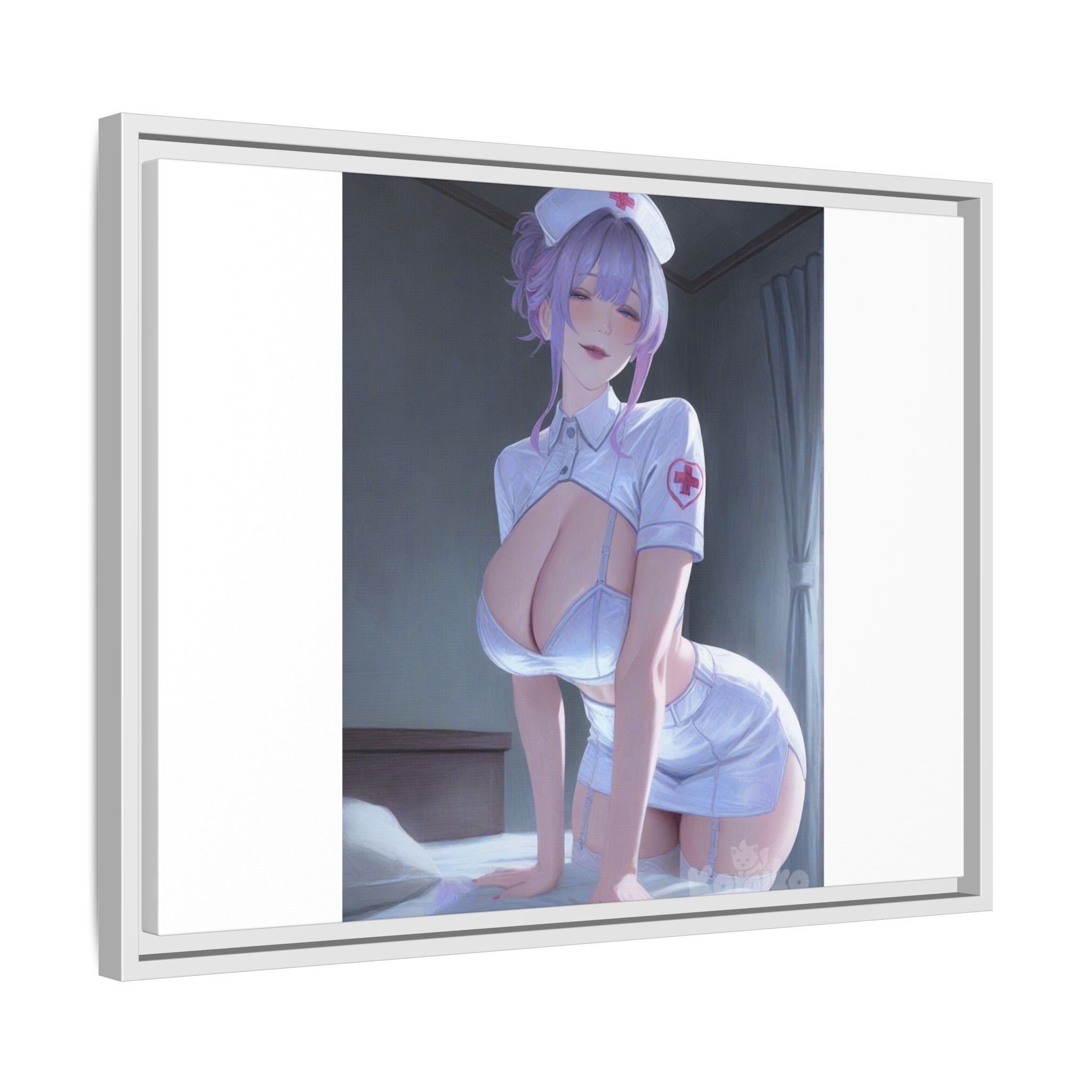 Sexy Anime Nurse Matte Canvas Print (Framed)