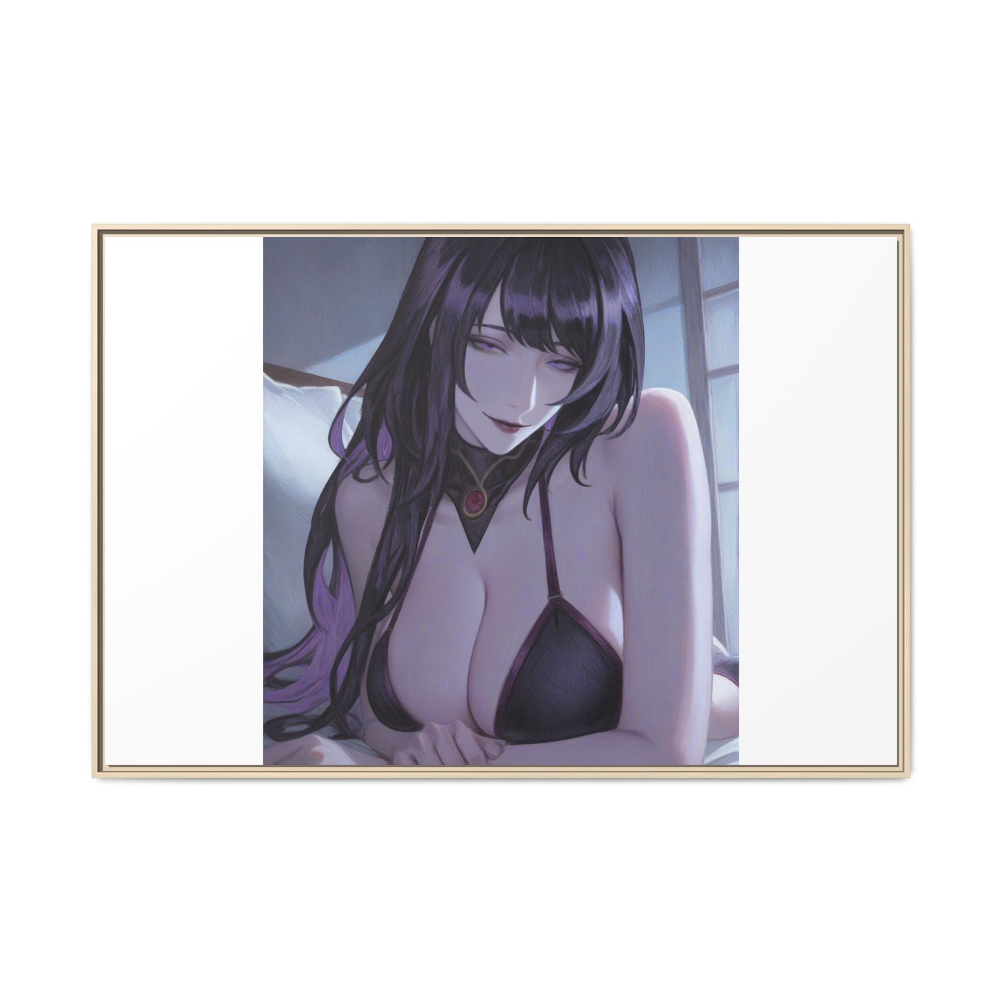 Framed Matte Canvas Print — Moody Anime Woman Portrait