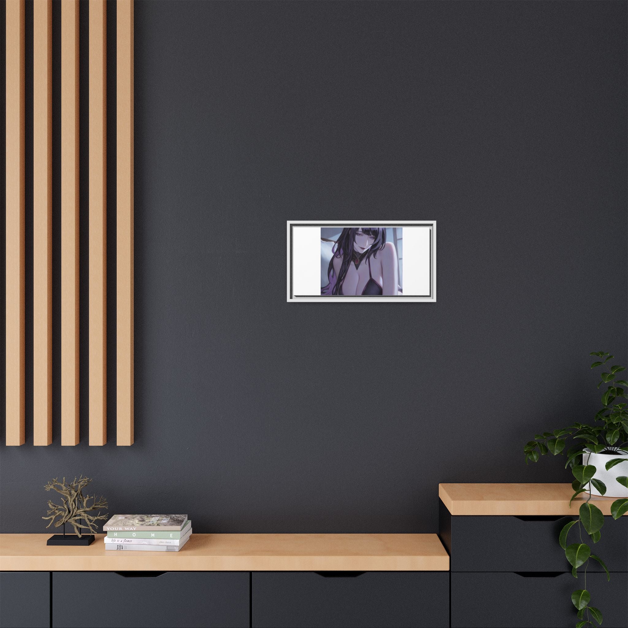 Framed Matte Canvas Print — Moody Anime Woman Portrait