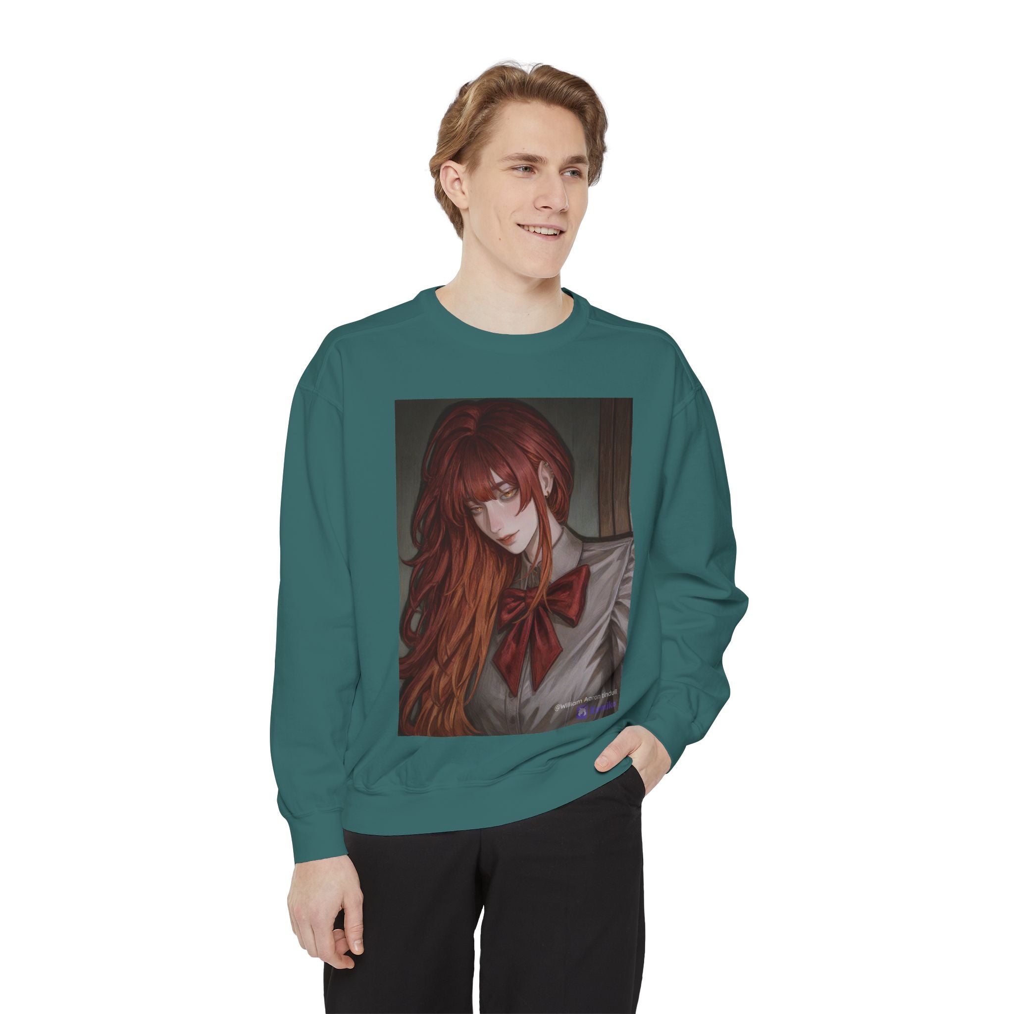 Anime Red-Headed Girl Sweatshirt — Gothic Schoolgirl Art Pullover