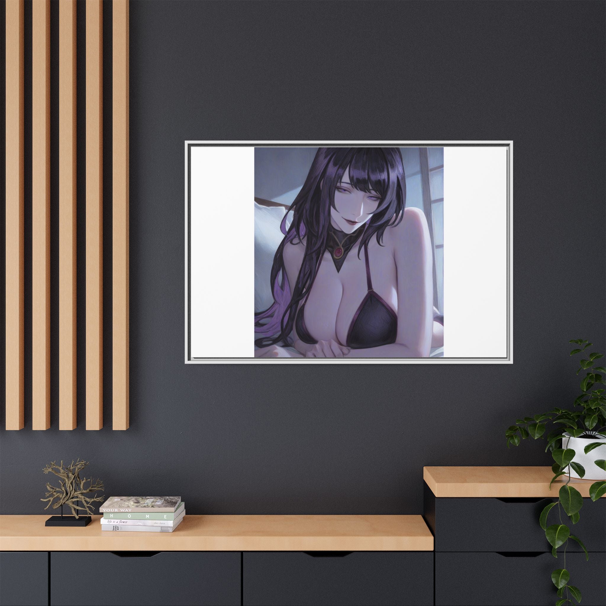 Framed Matte Canvas Print — Moody Anime Woman Portrait