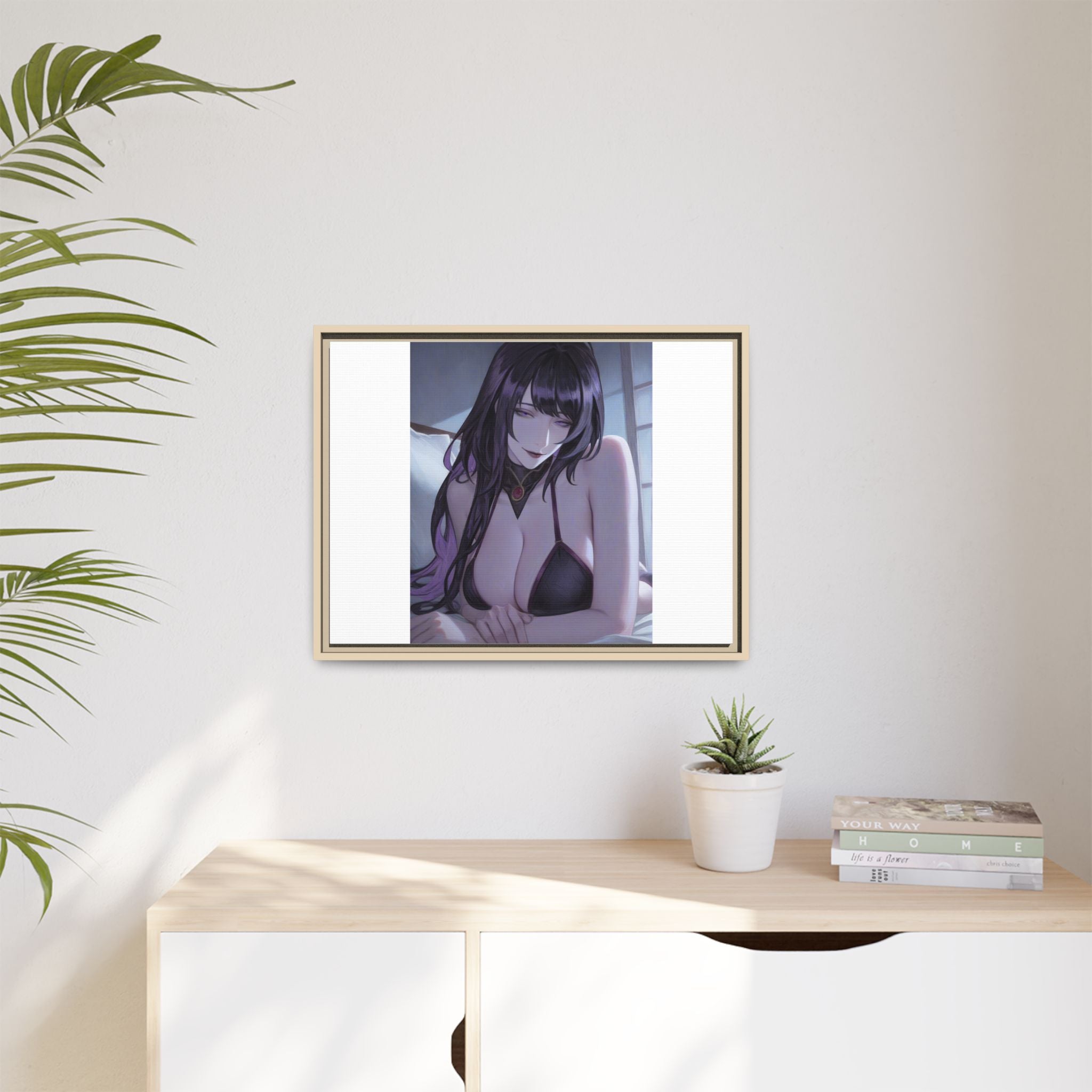 Framed Matte Canvas Print — Moody Anime Woman Portrait