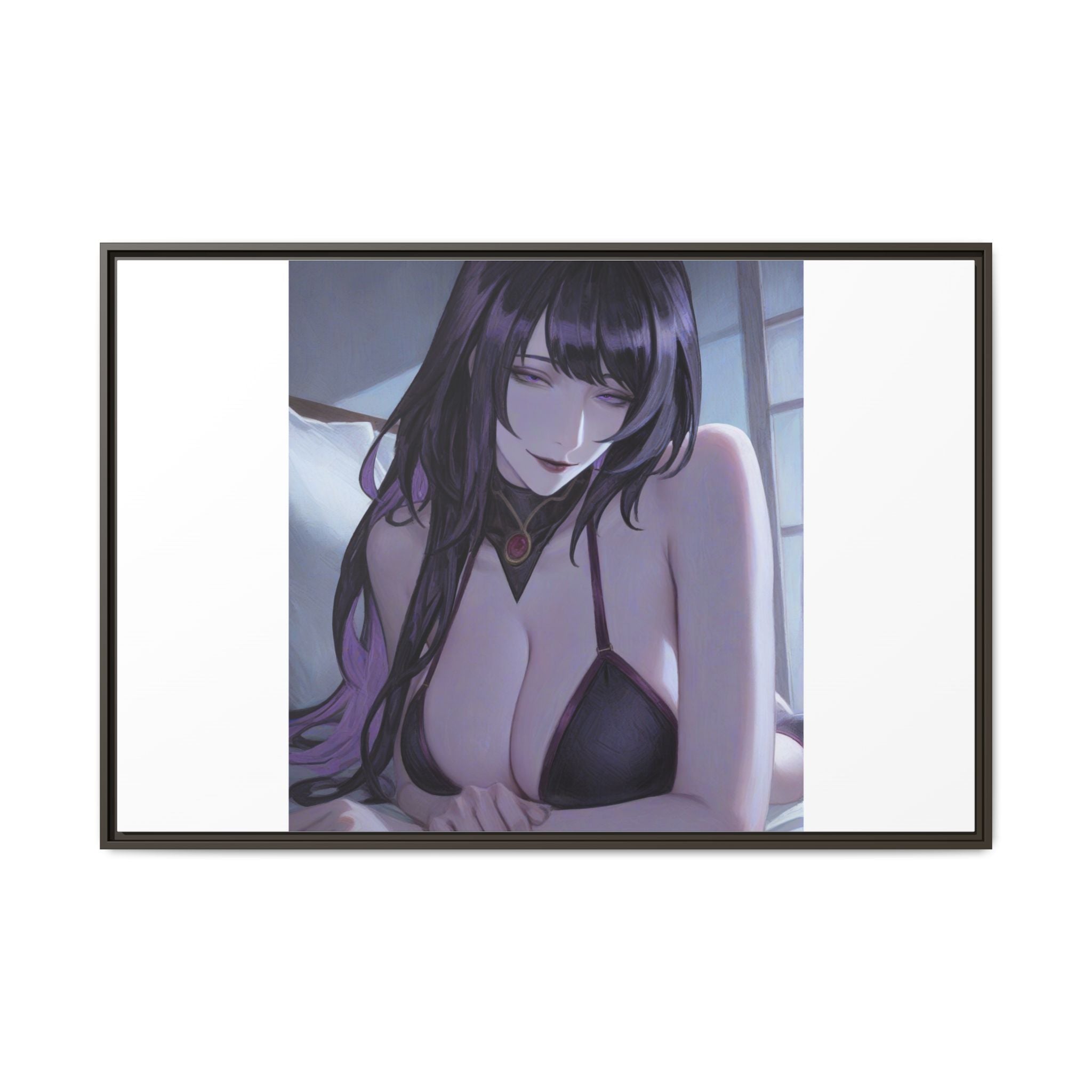 Framed Matte Canvas Print — Moody Anime Woman Portrait