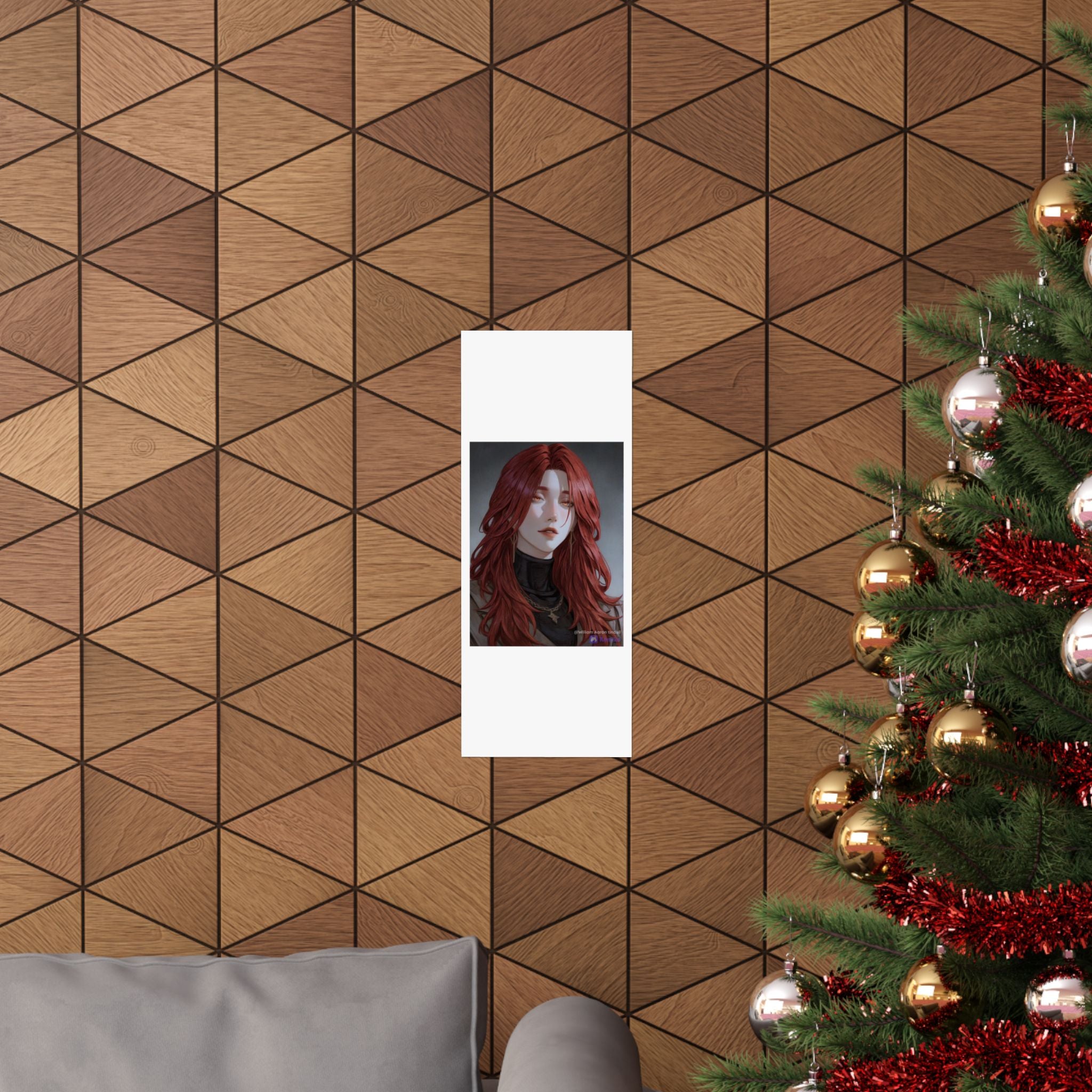 Red-Haired Muse Matte Vertical Poster — Moody Portrait Art Print