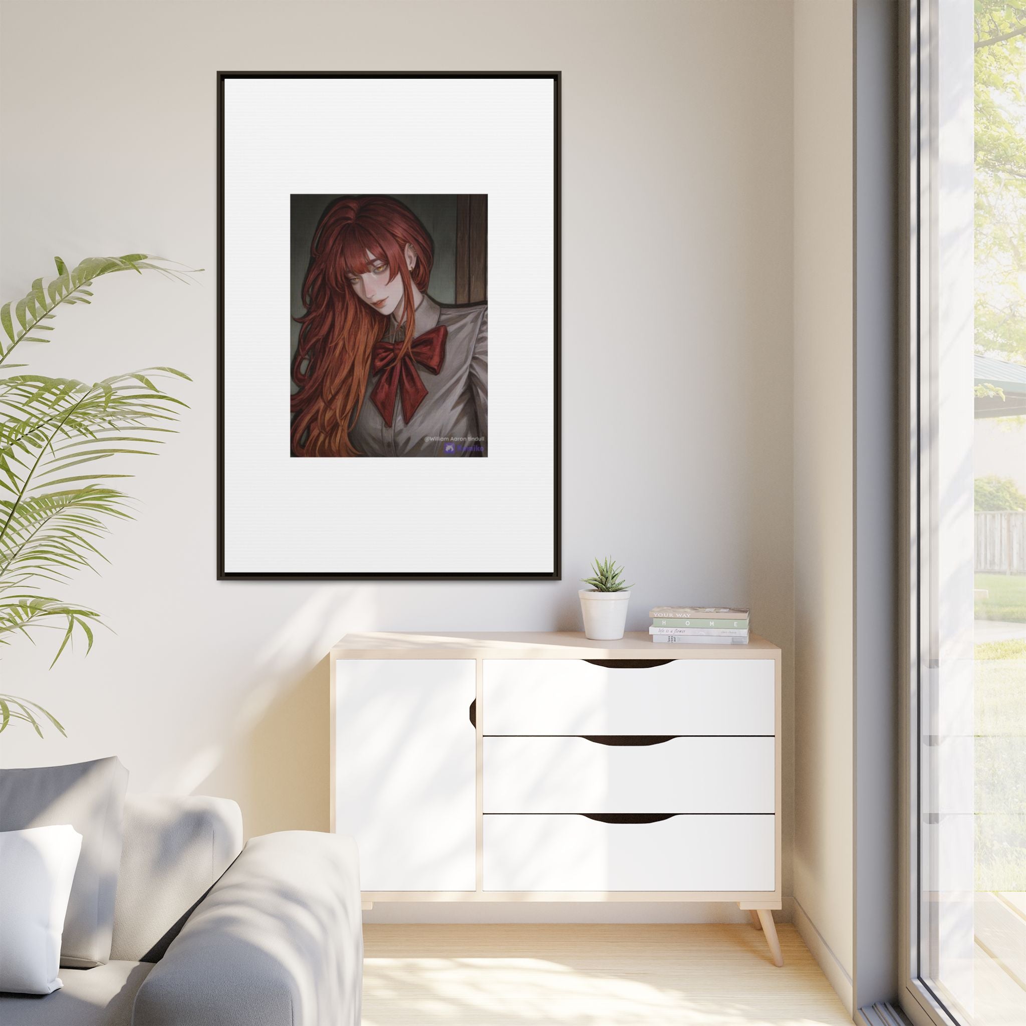 Framed Matte Canvas Print — Gothic Redhead Portrait