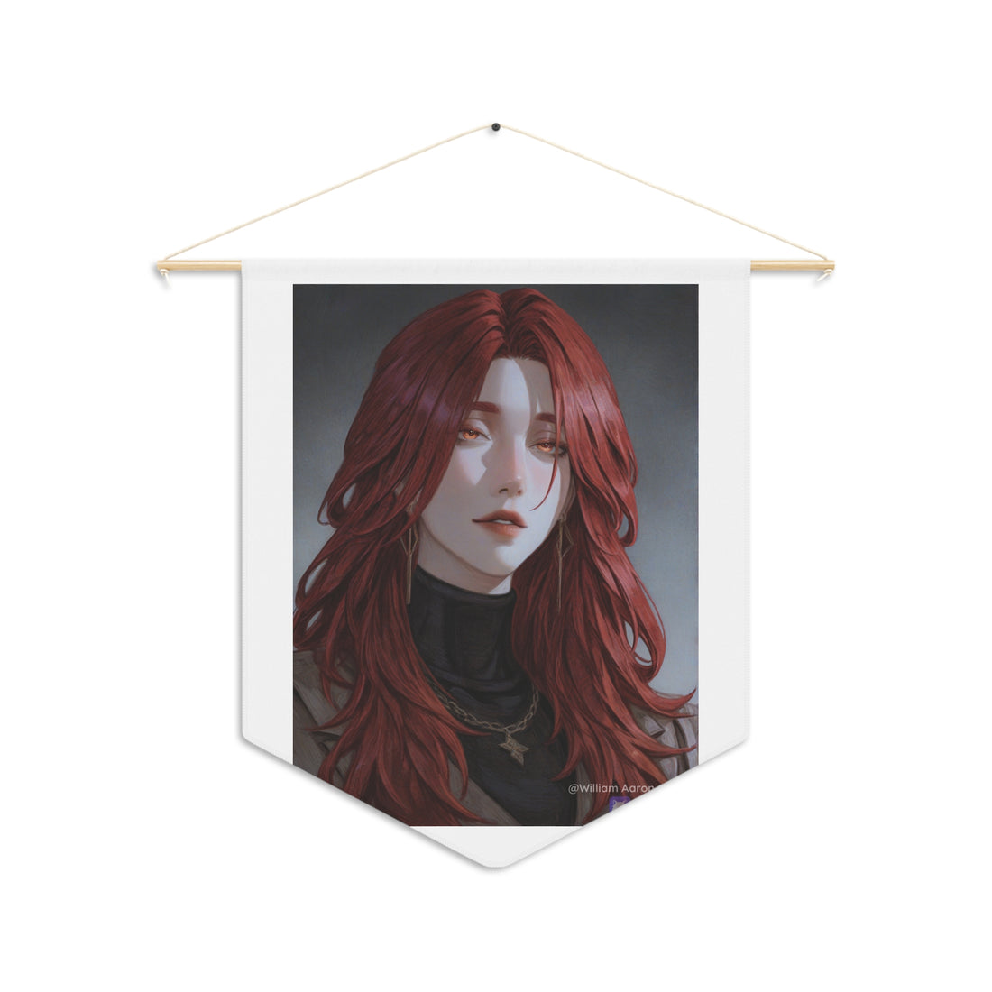 Red-Haired Portrait Pennant — Moody Gothic Wall Banner