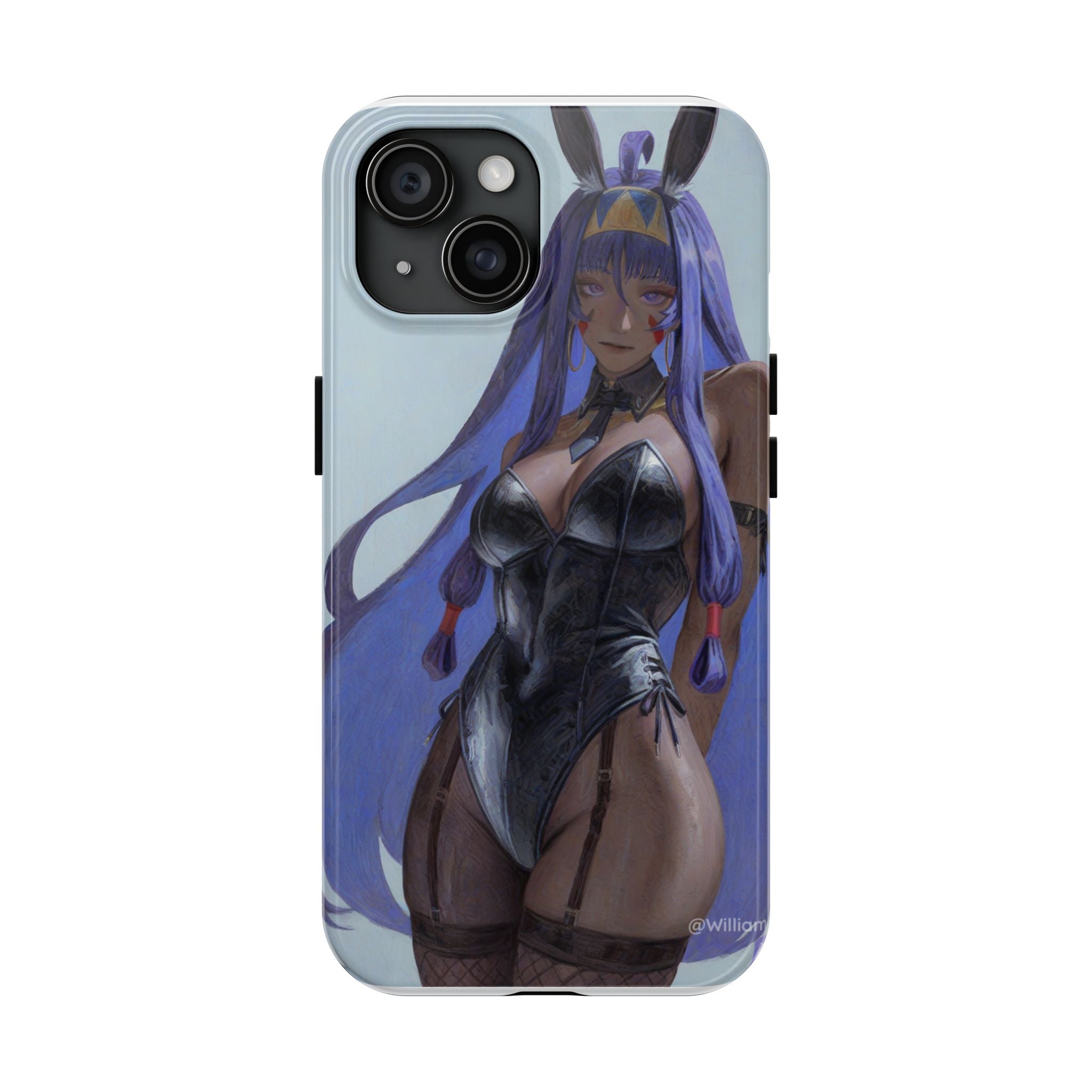Bunny Girl Tough Phone Case — Anime Purple-Haired Character Protective Cover