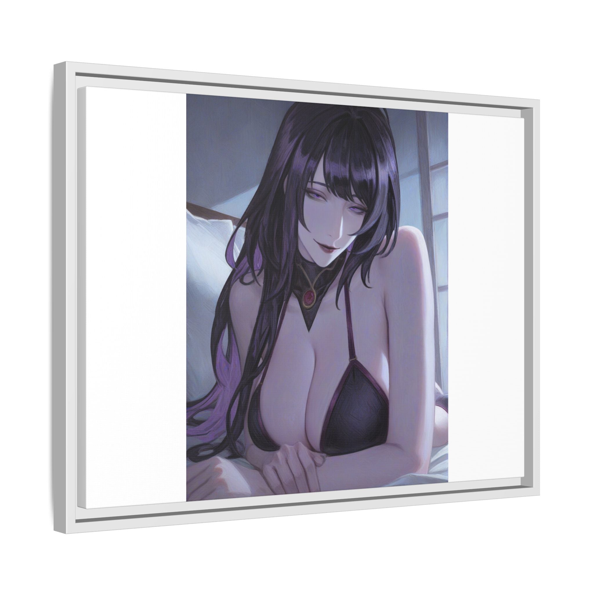 Framed Matte Canvas Print — Moody Anime Woman Portrait