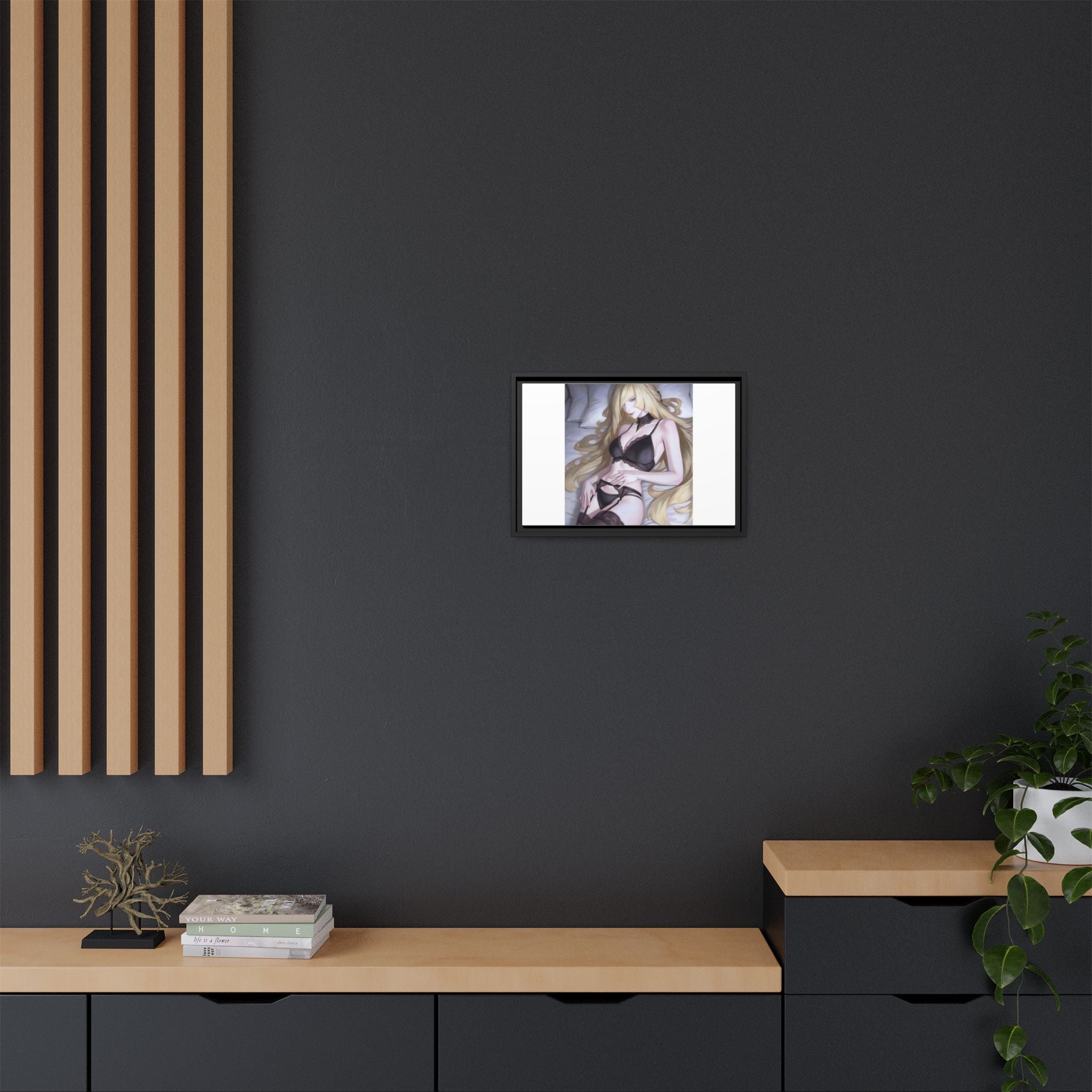 Framed Matte Canvas Print — Sleepy Blonde Anime Pinup