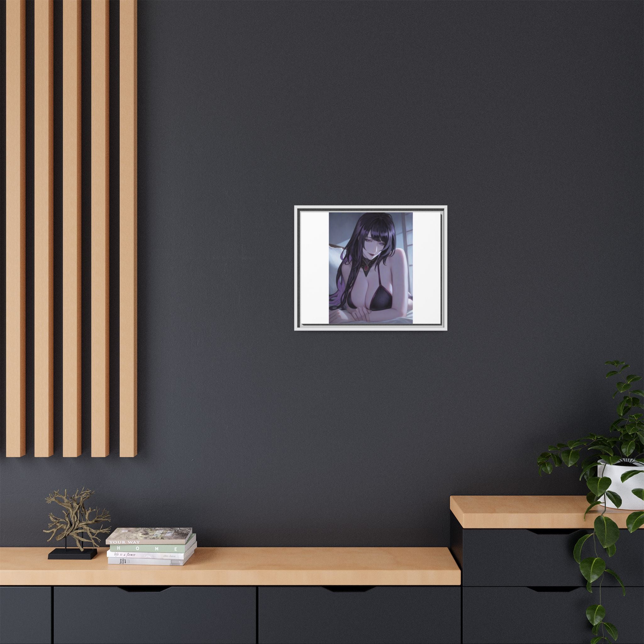 Framed Matte Canvas Print — Moody Anime Woman Portrait
