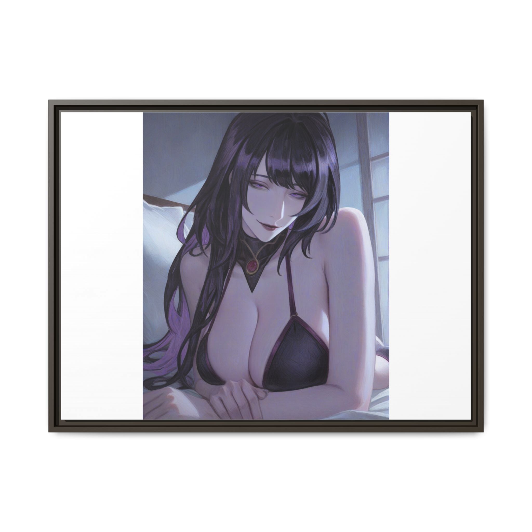 Framed Matte Canvas Print — Moody Anime Woman Portrait