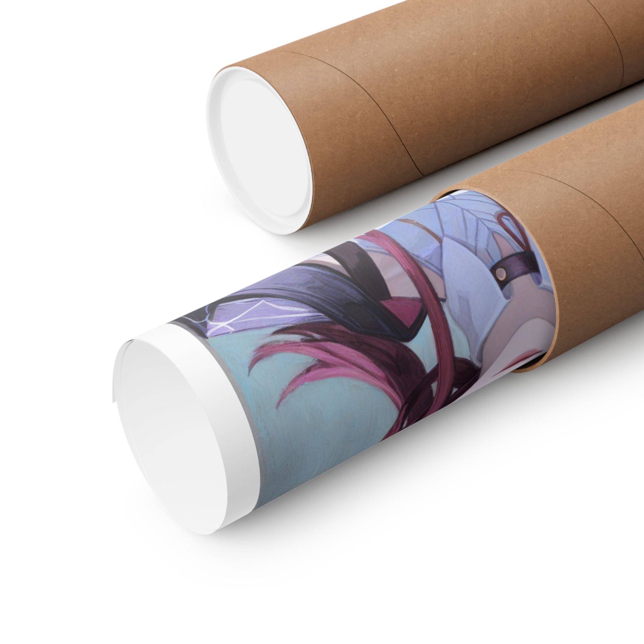 Anime Portrait Poster — Moody Red‑Haired Character Matte Vertical Art Print